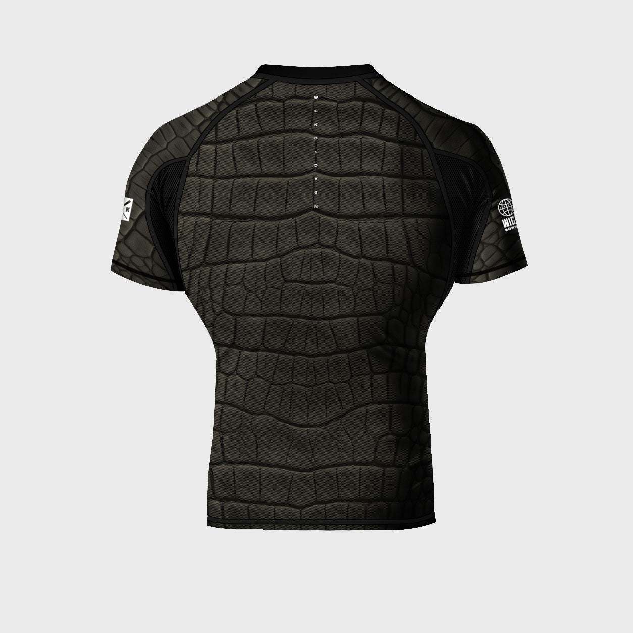 Rashguard manches courtes Wicked One CAÏMAN kaki noir, compression et résistance pour MMA et grappling