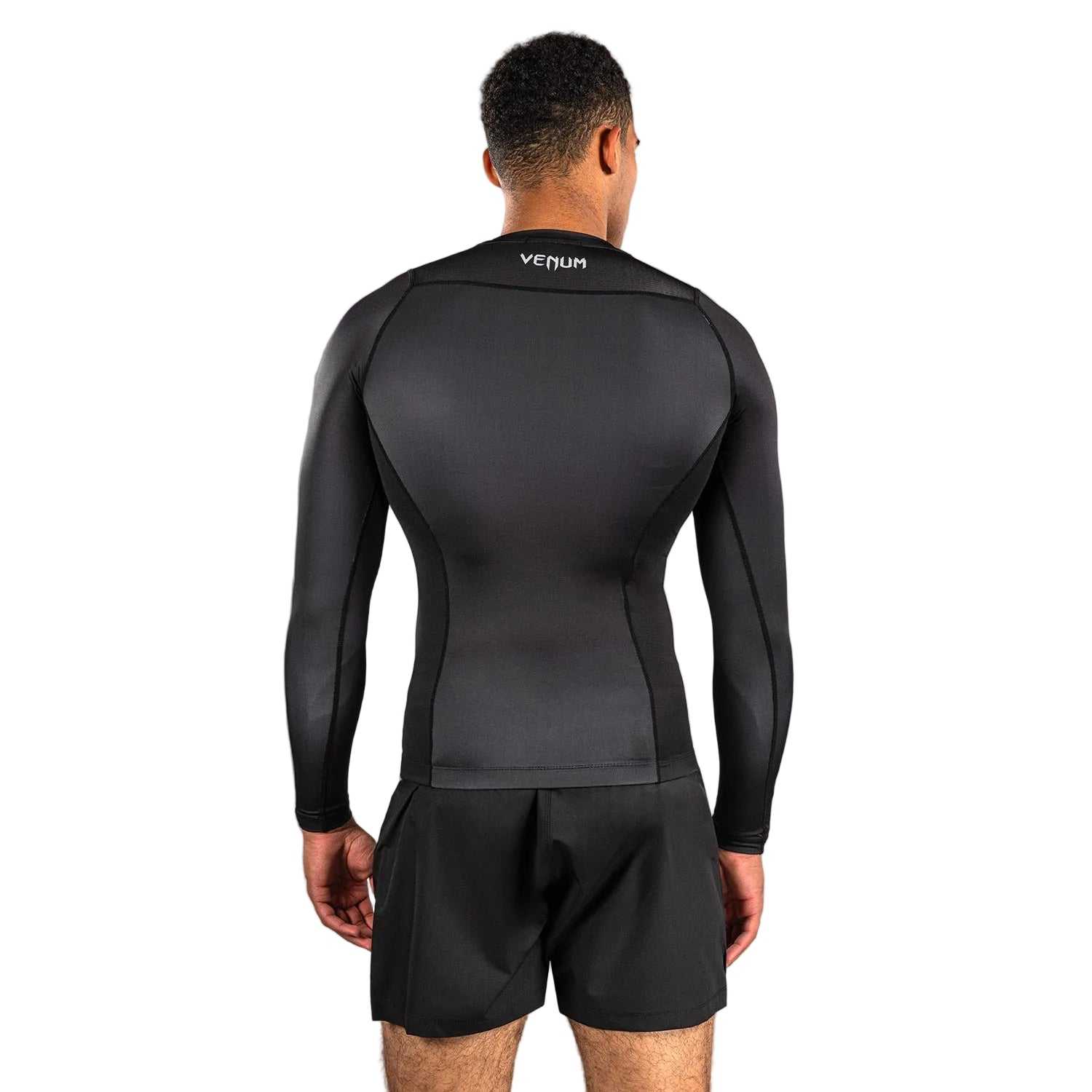 Rashguard Venum No-Gi noir et gris argenté pour l'entraînement de JJB et MMA