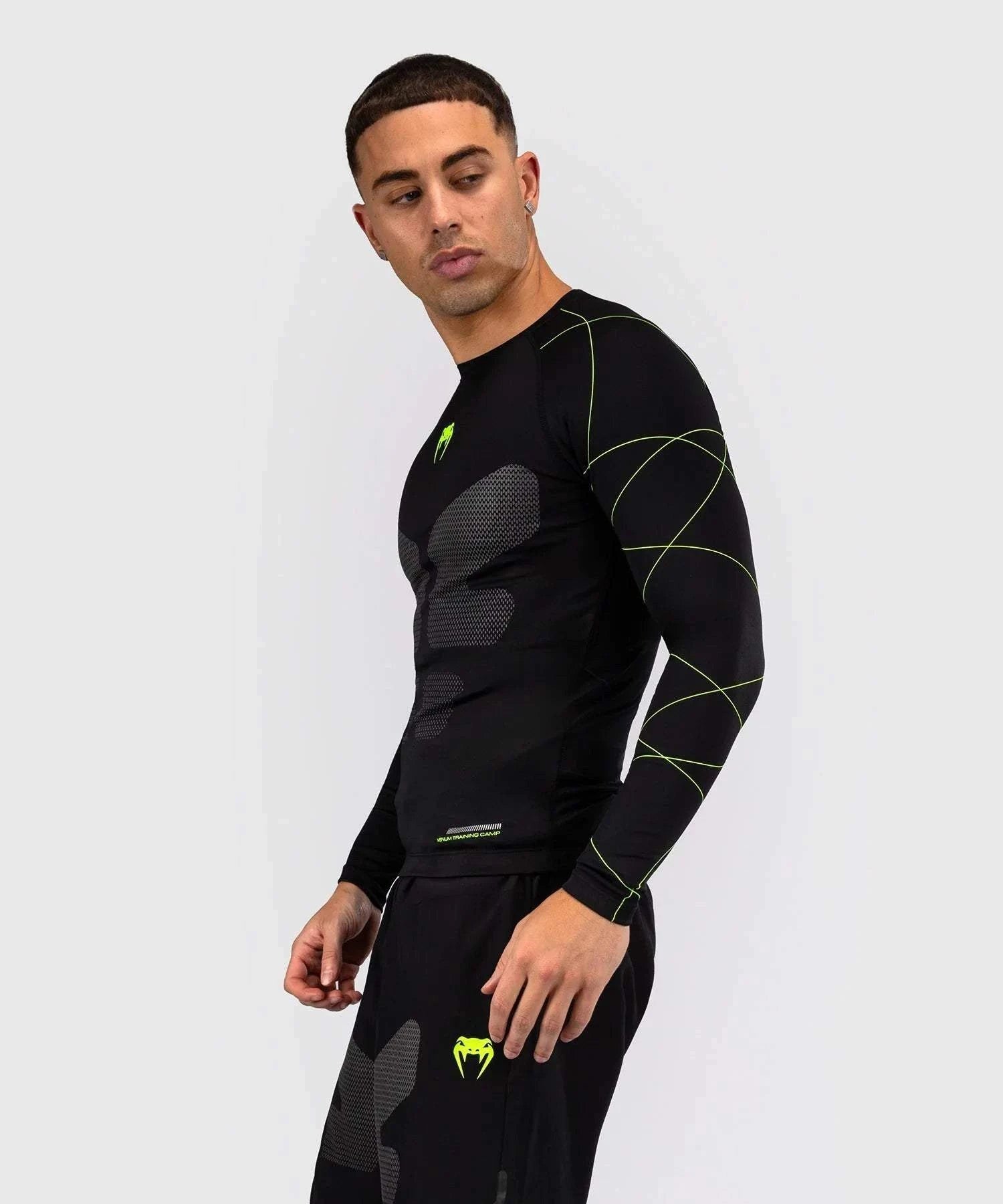 Rashguard Manches Longues Venum Training Camp 4.0 - Noir/Vert Fluo
