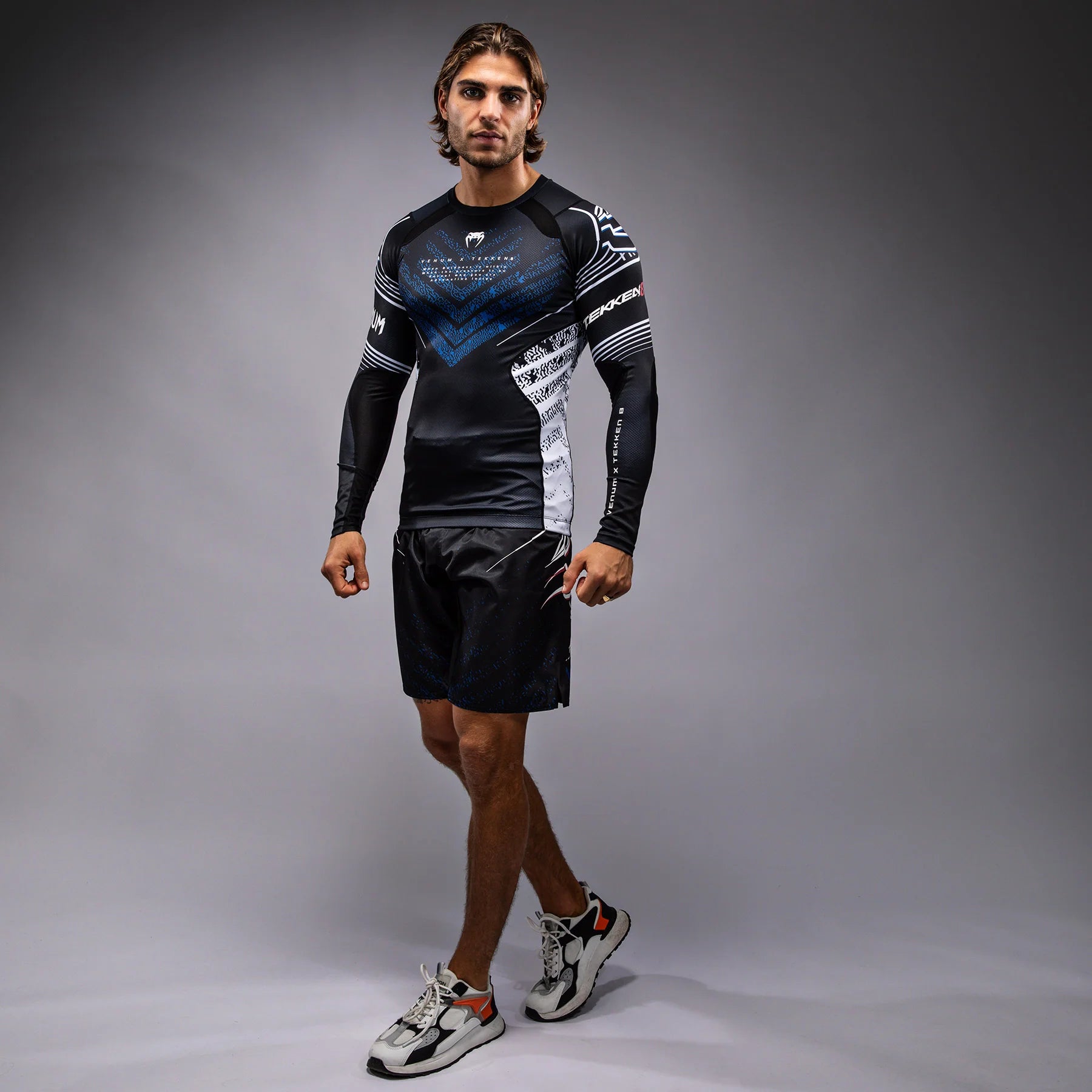 Rashguard Venum x TEKKEN 8 - Jin Kazama - Bleu/Noir/Blanc