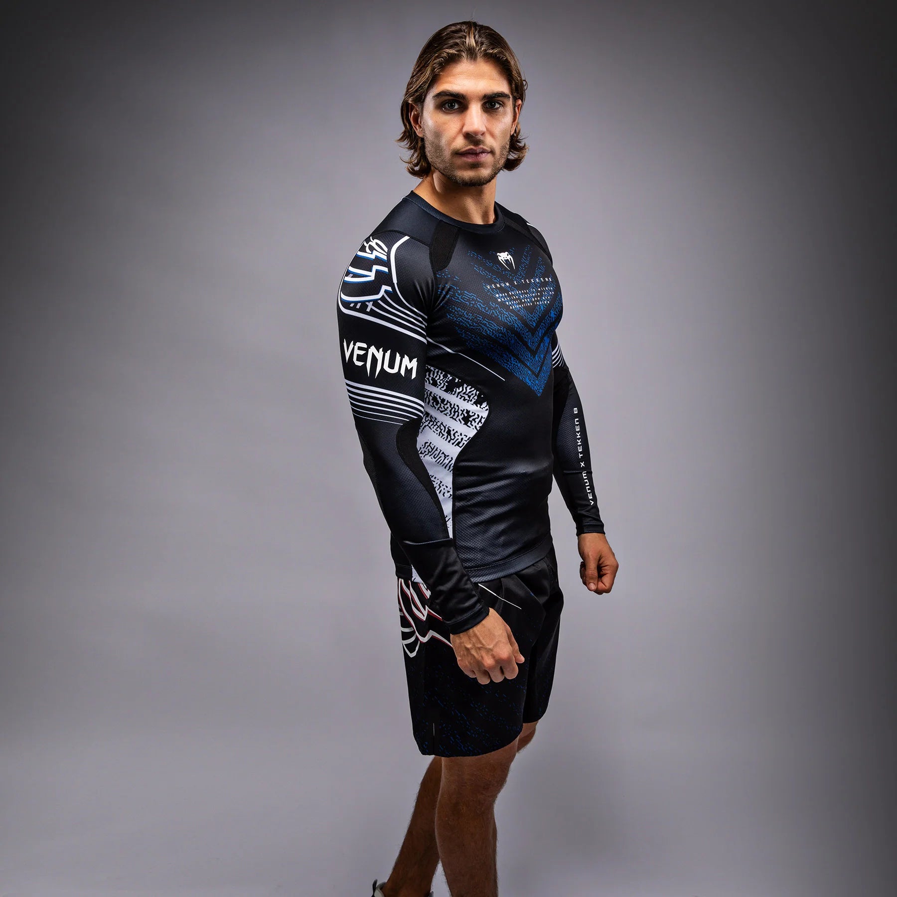 Rashguard Venum x TEKKEN 8 - Jin Kazama - Bleu/Noir/Blanc