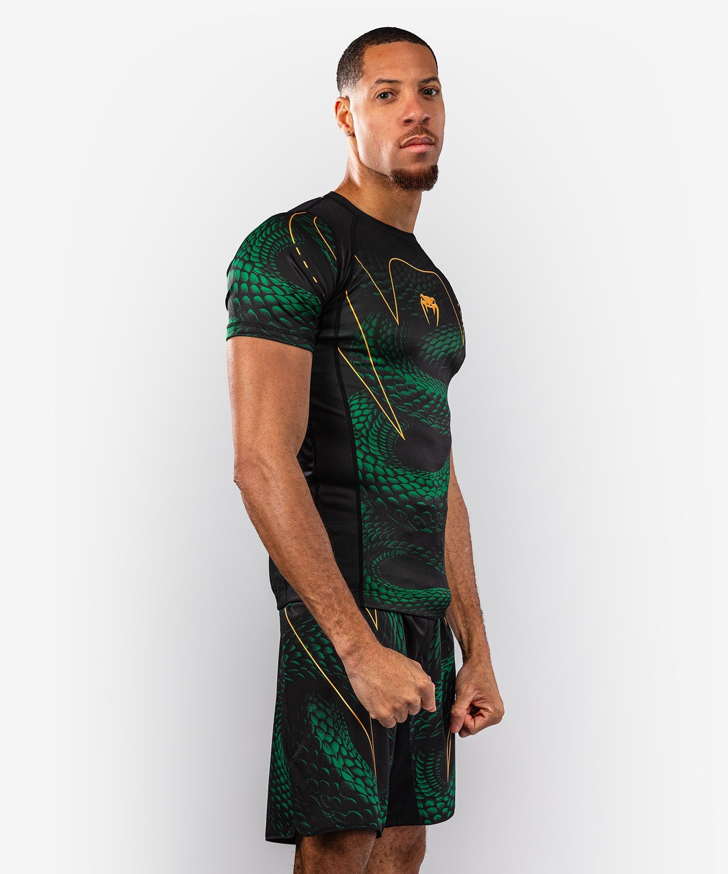 Rashguard Manches Courtes Venum Matupa - Noir/Vert/Or