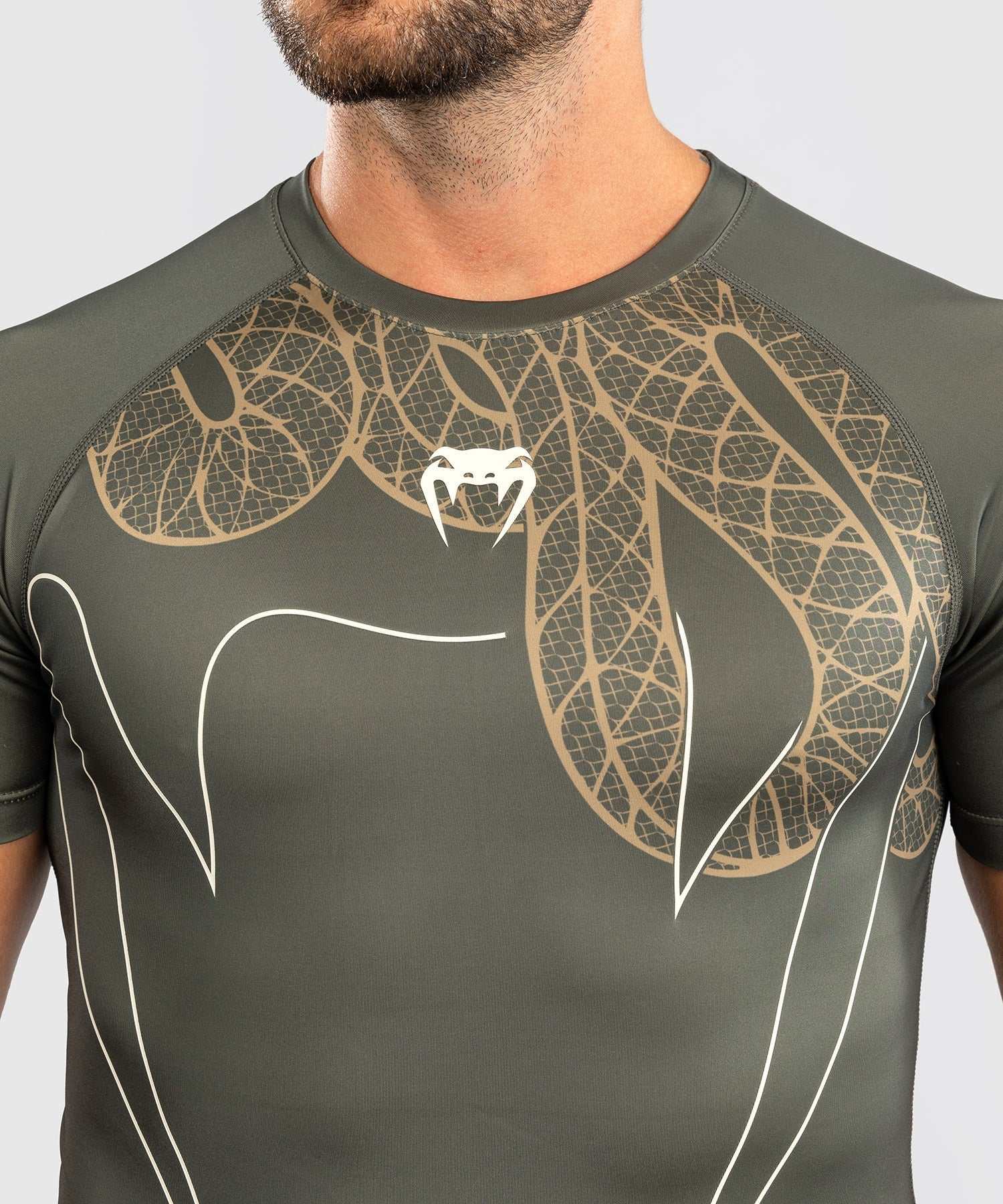 Rashguard manches courtes Venum Serpenti kaki bronze pour sports de combat
