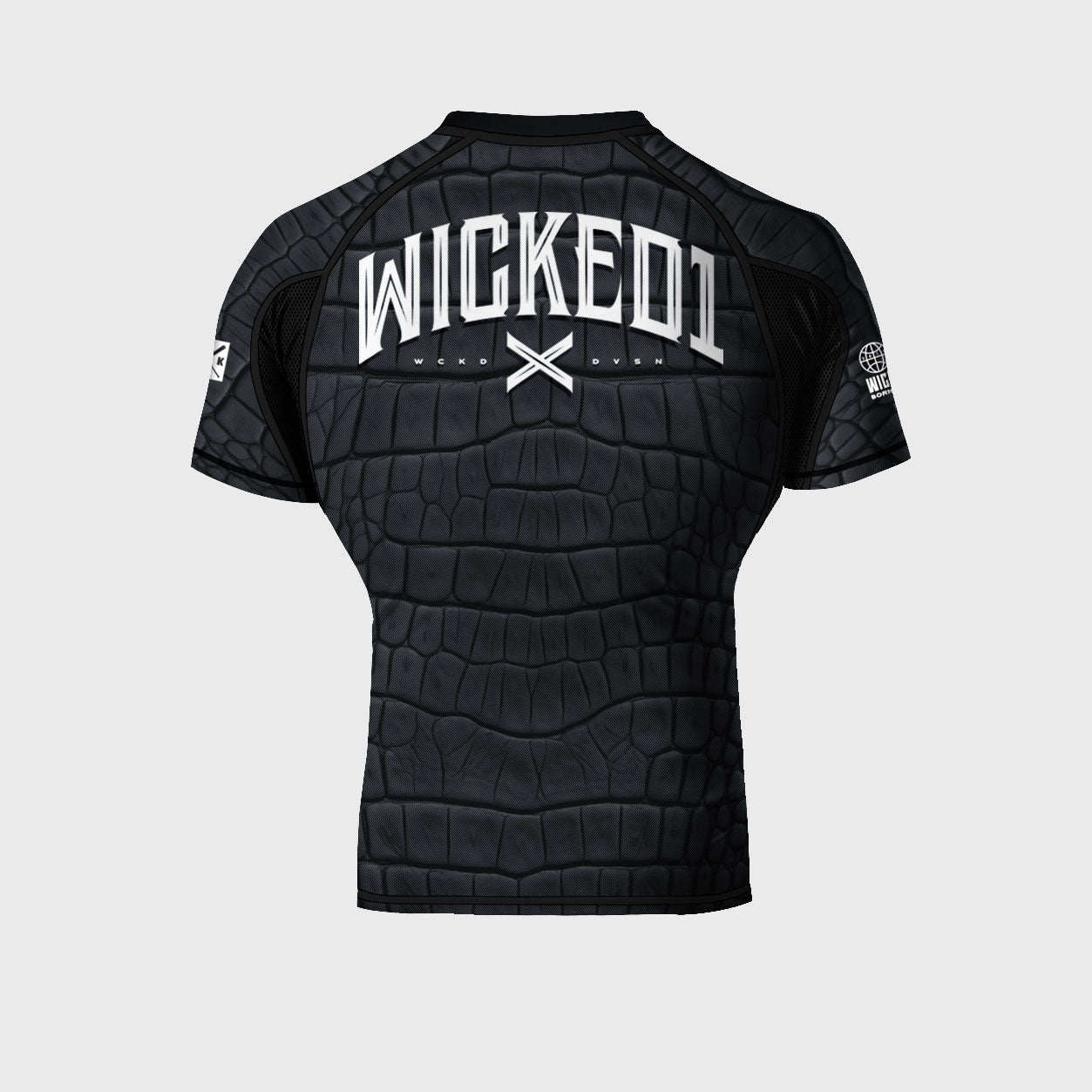 Rashguard manches courtes noir Wicked One CAÏMAN compression et résistance pour MMA et grappling