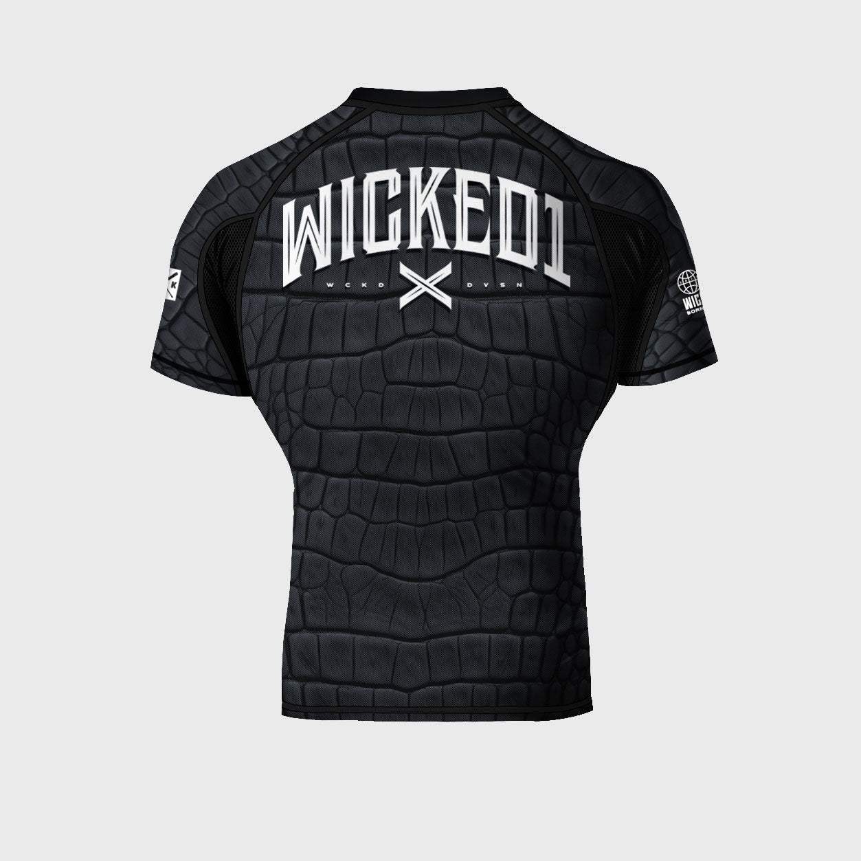 Rashguard manches courtes noir Wicked One CAÏMAN compression et résistance pour MMA et grappling