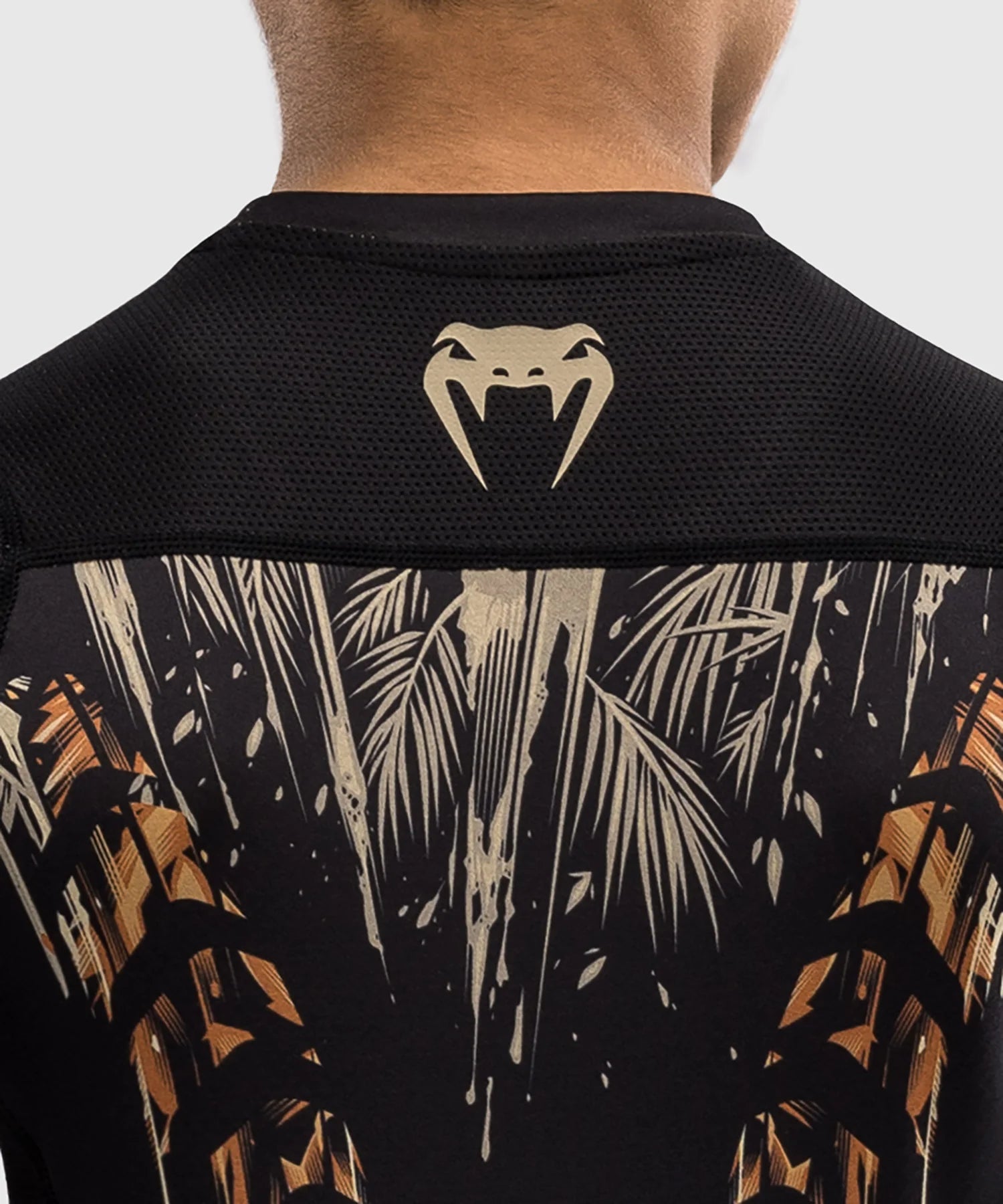 Rashguard à Manches Courtes Venum Tiger pour Enfants - Noir/Orange Néon