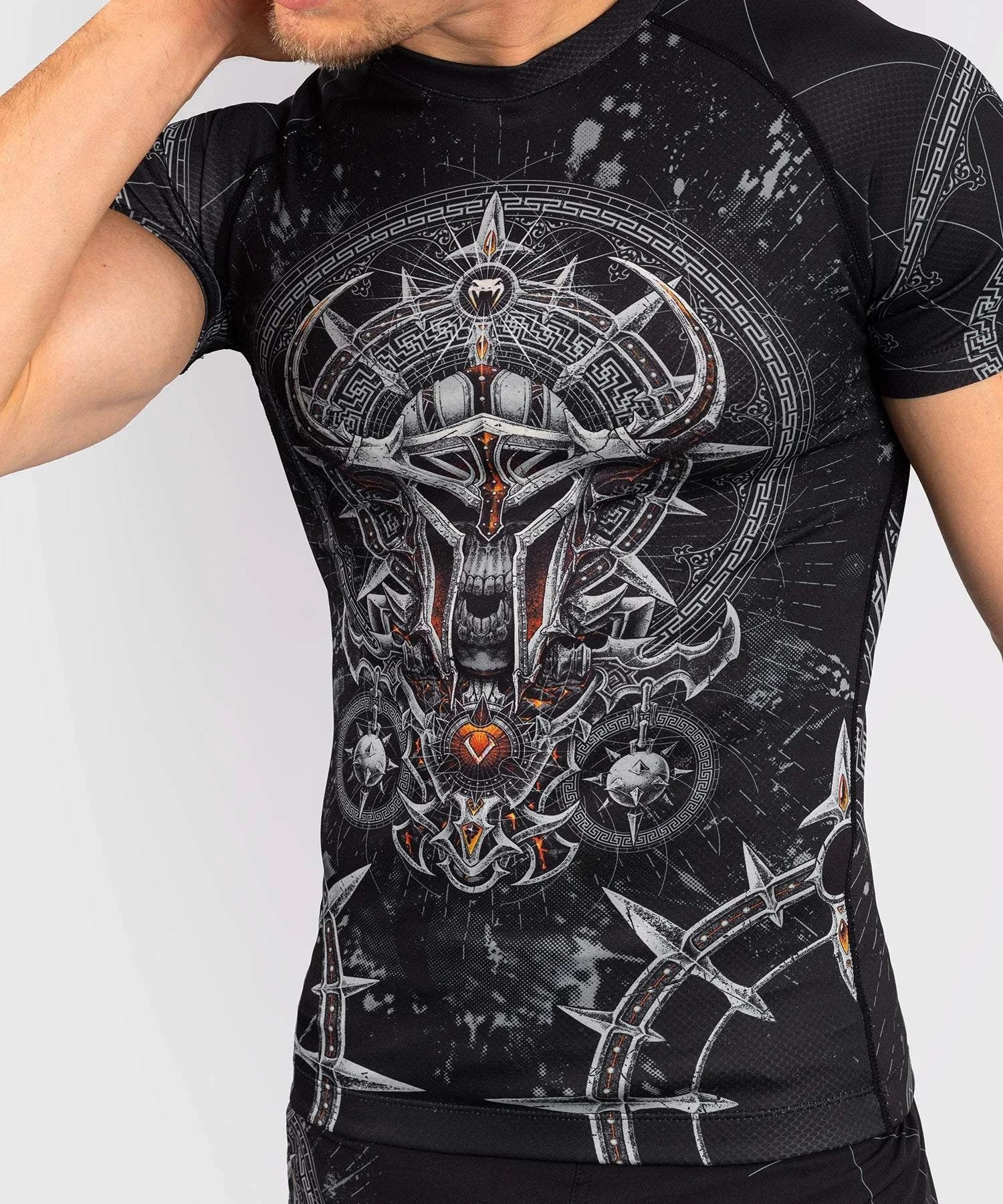 Rashguard à Manches Courtes pour Hommes Venum Gladiator 5.0 - Noir/Argent