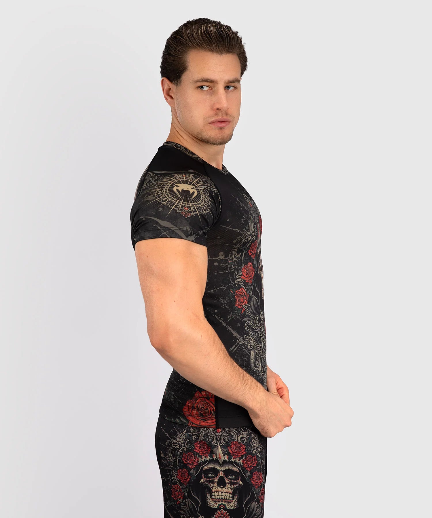 Rashguard à Manches Courtes Venum Santa Muerte 5.0 - Noir Profond/Or