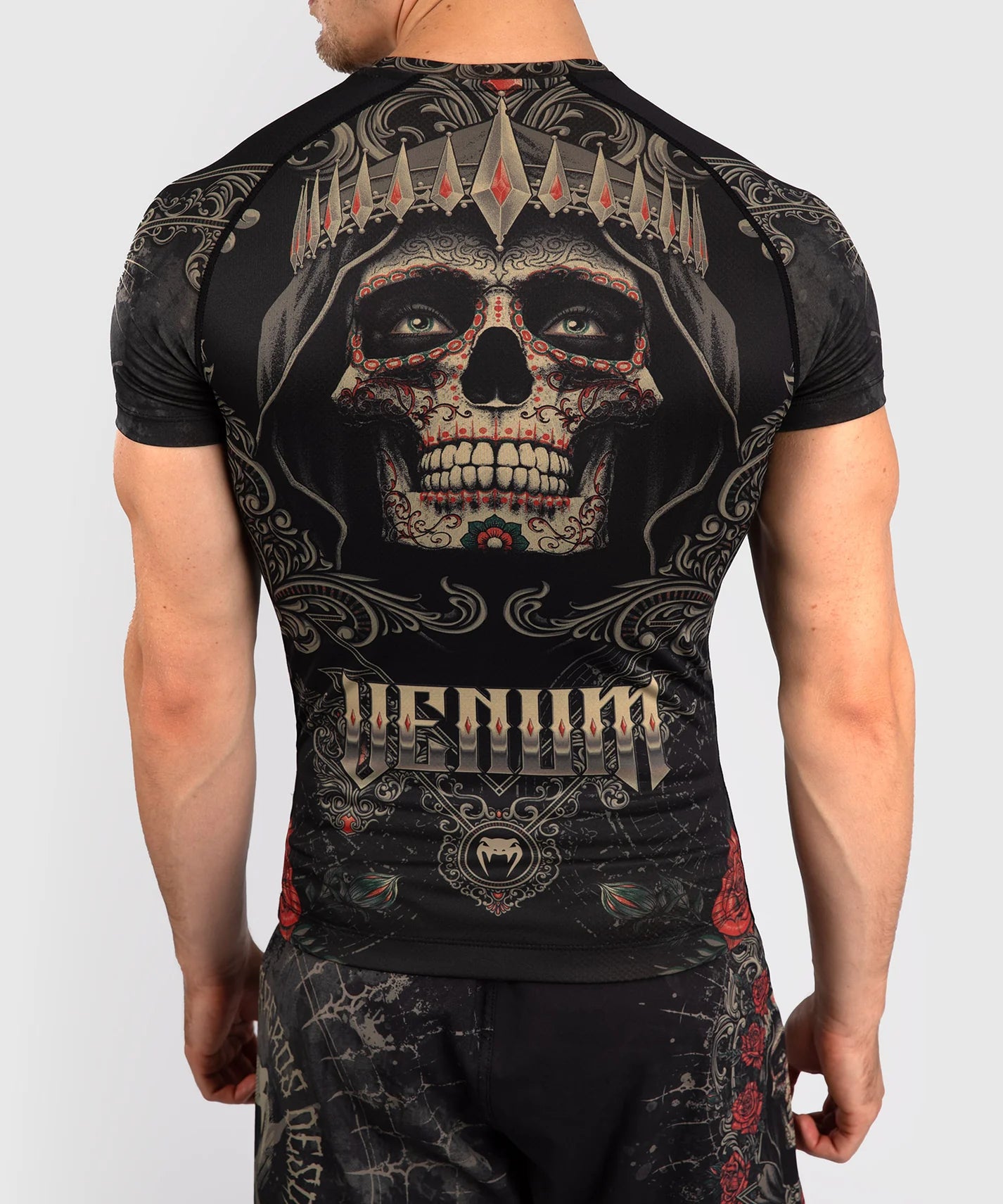Rashguard à Manches Courtes Venum Santa Muerte 5.0 - Noir Profond/Or