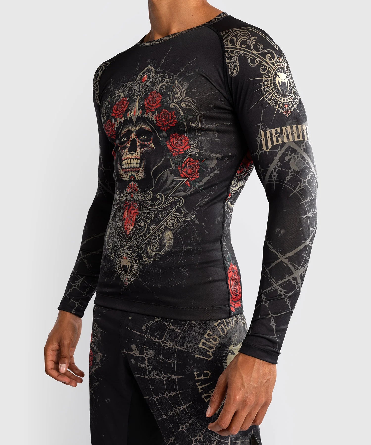 Rashguard à Manches Longues Venum Santa Muerte 5.0 - Noir Profond/Or