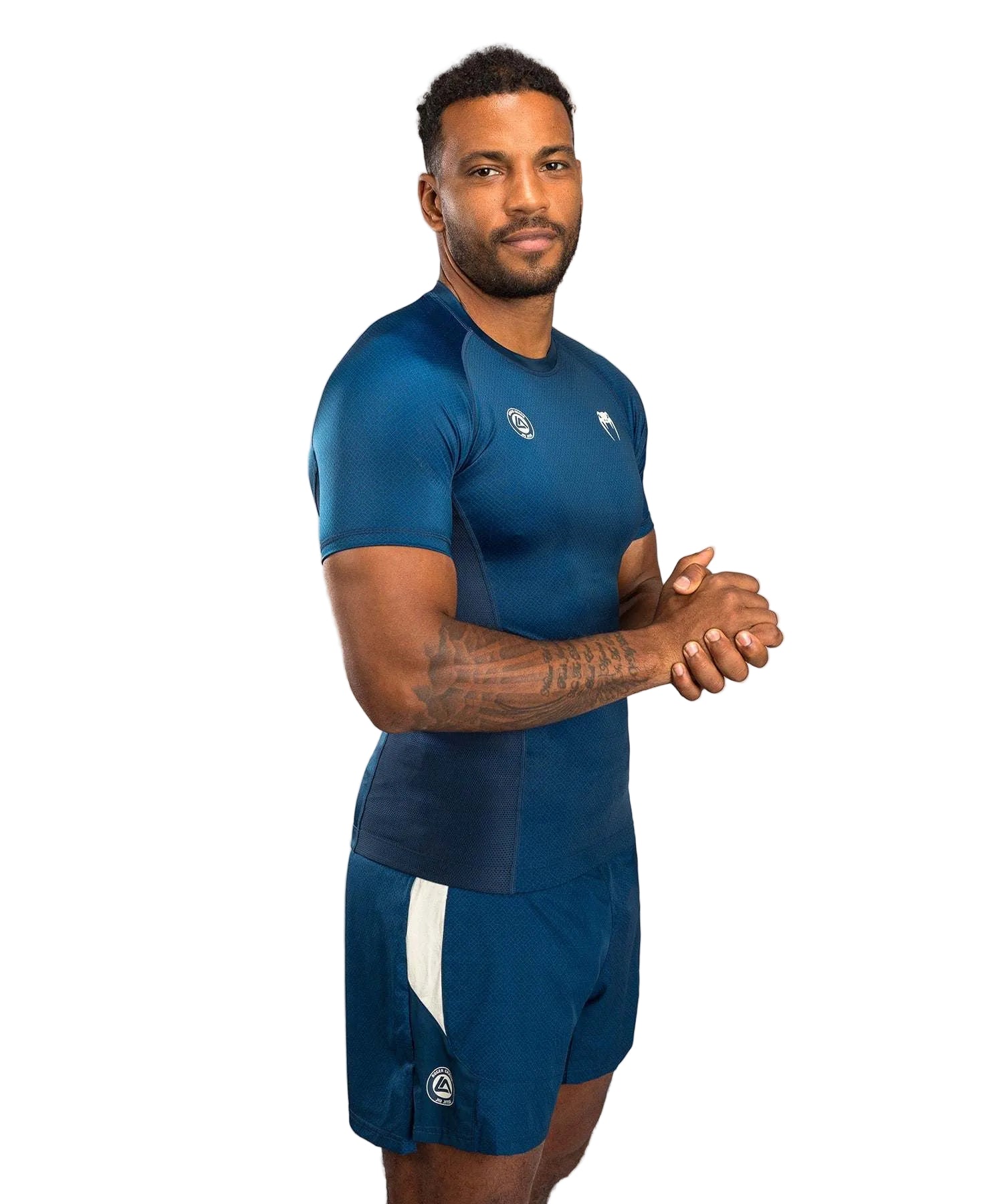 Rashguard manches courtes bleu Venum x Roger Gracie Academy pour BJJ et grappling