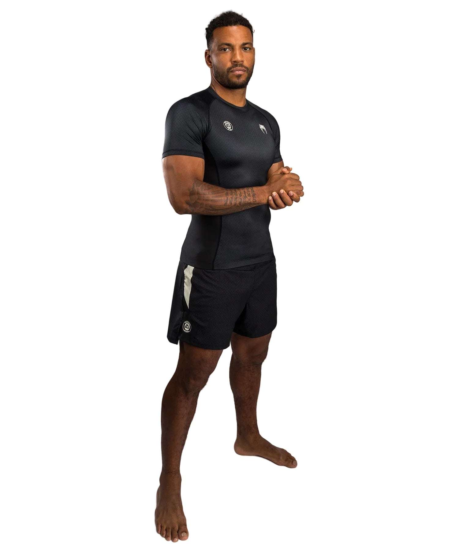 Rashguard manches courtes noir Venum x Roger Gracie Academy pour BJJ et grappling