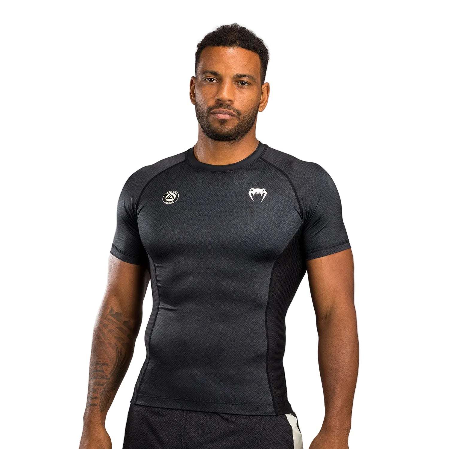 Rashguard manches courtes noir Venum x Roger Gracie Academy pour BJJ et MMA