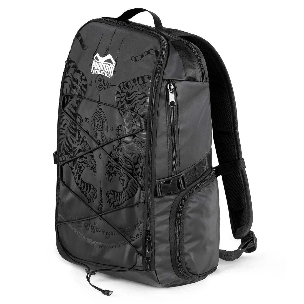 Sac à dos Muay Thai noir Phantom Athletics avec design Sak Yant et compartiments fonctionnels