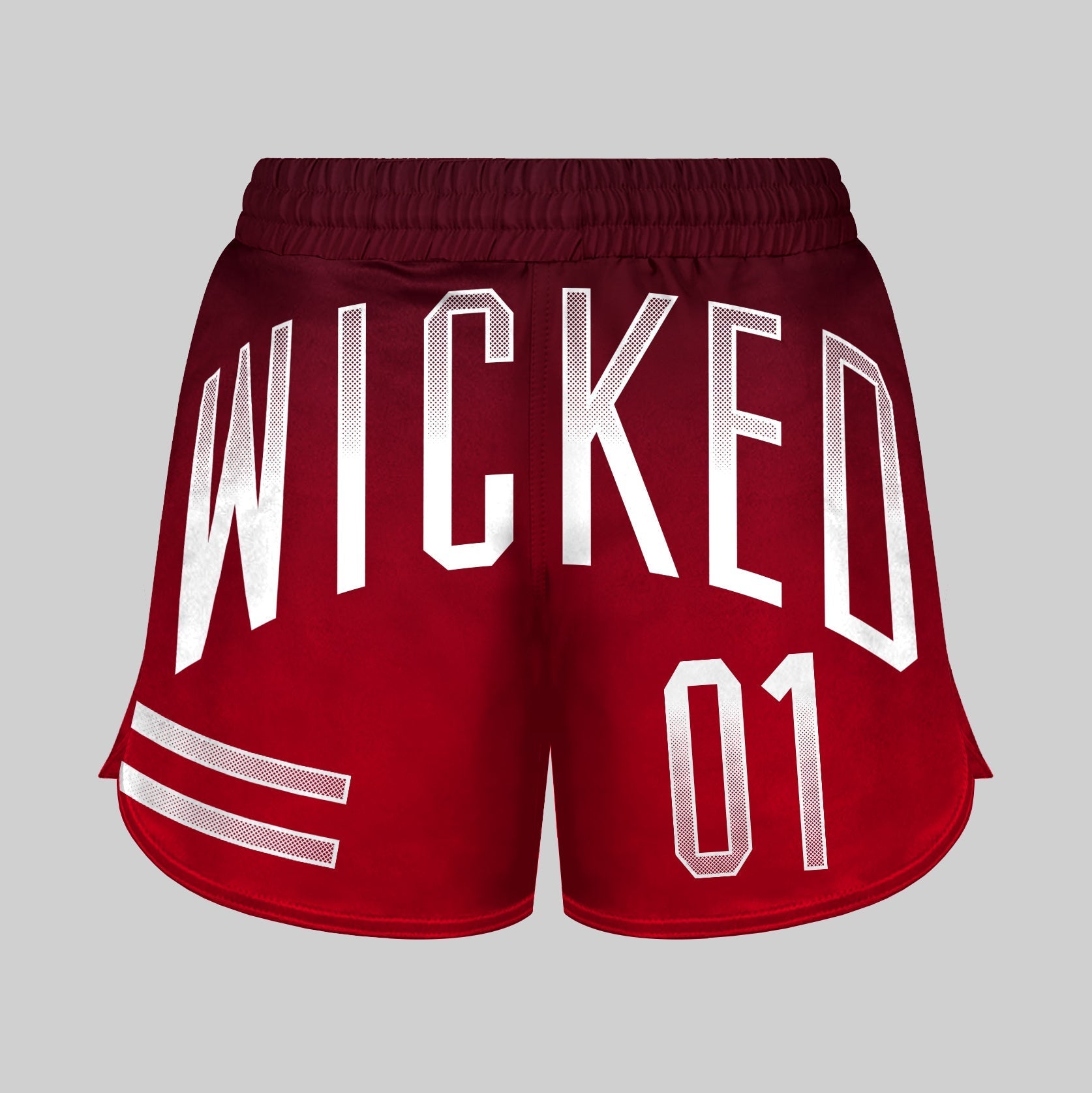 Short de MMA ELEMENT Wicked One rouge avec fentes latérales et ceinture velcro