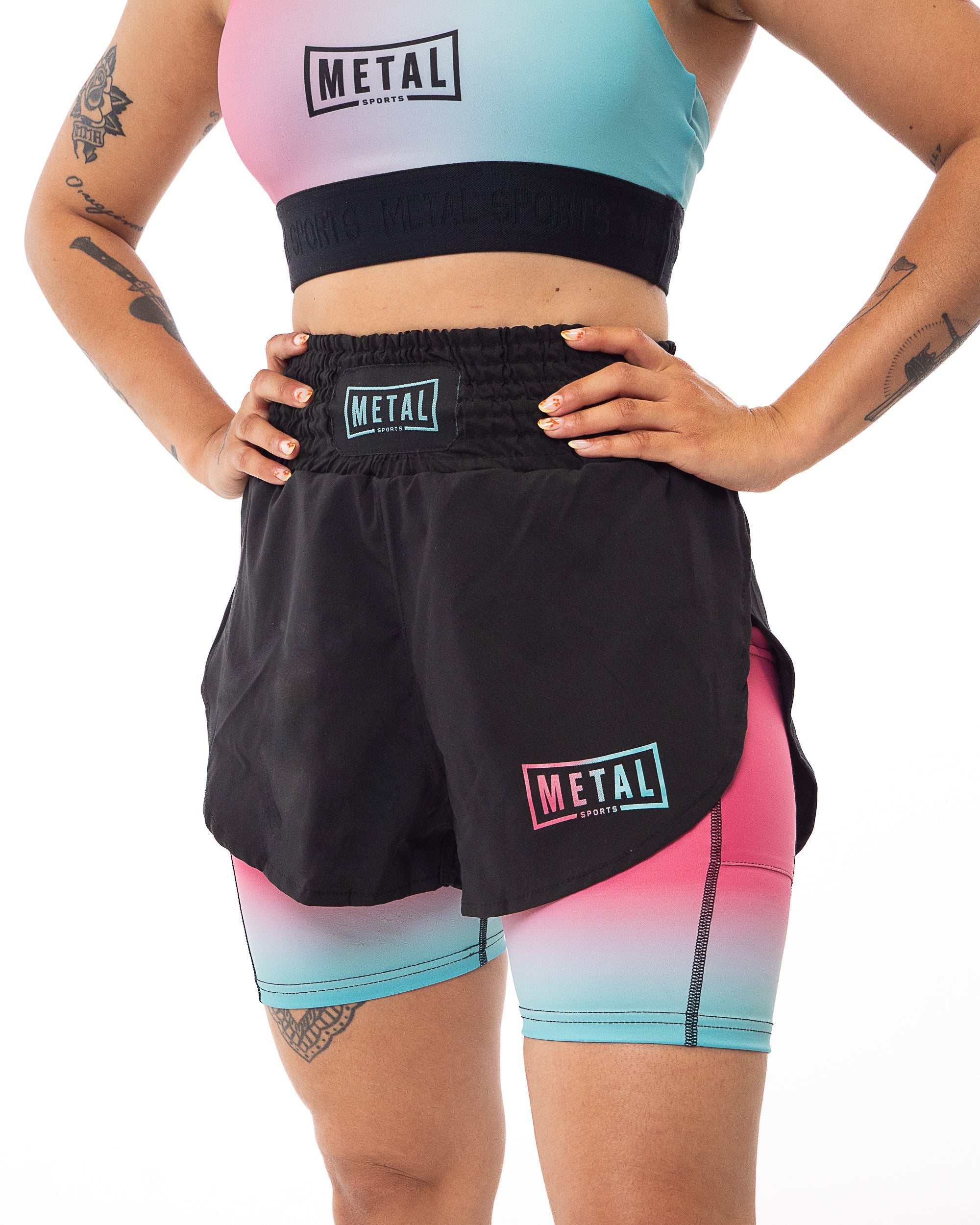Short MMA femme 2 en 1 - Metal Boxe Miami Vice