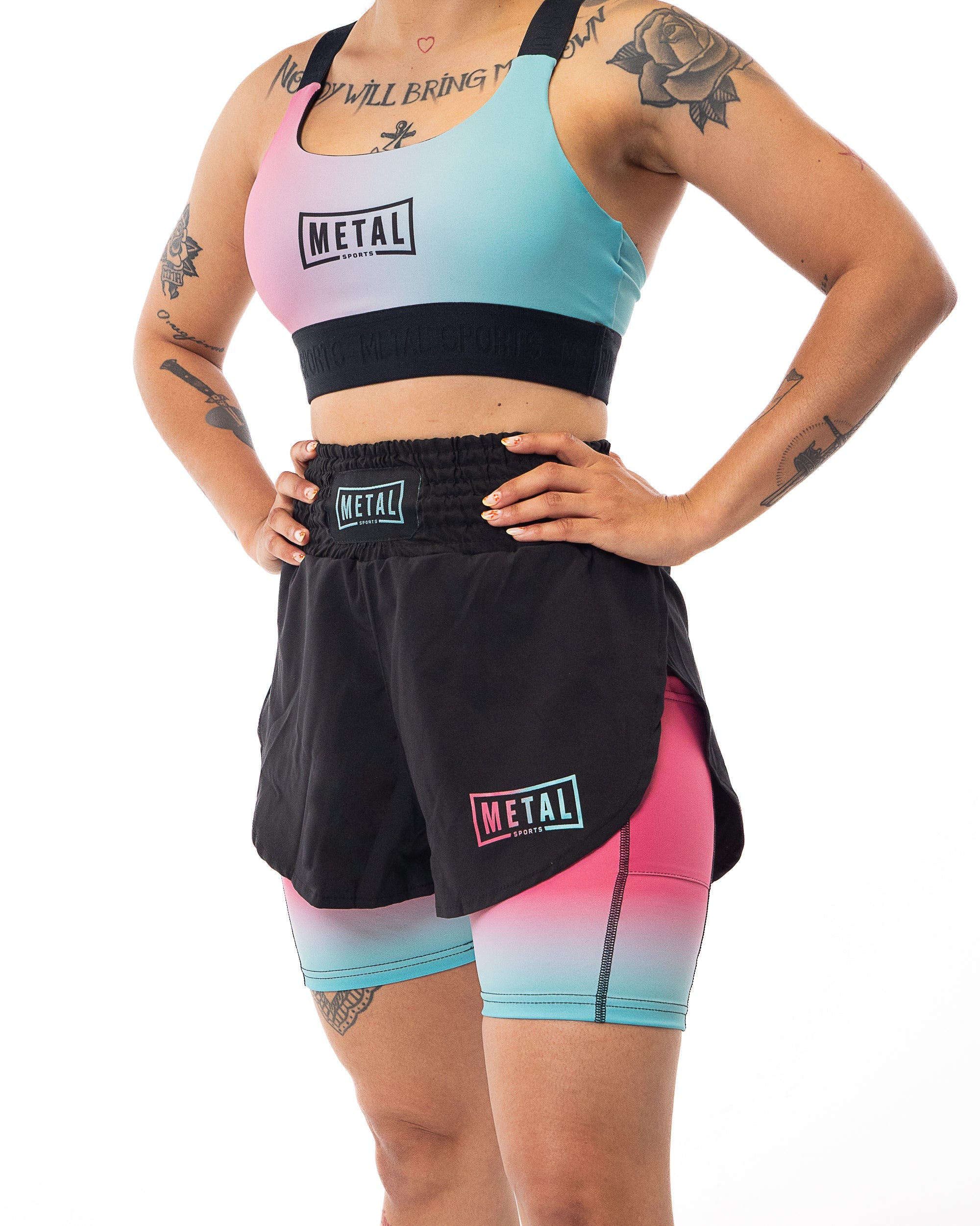 Short MMA femme 2 en 1 - Metal Boxe Miami Vice