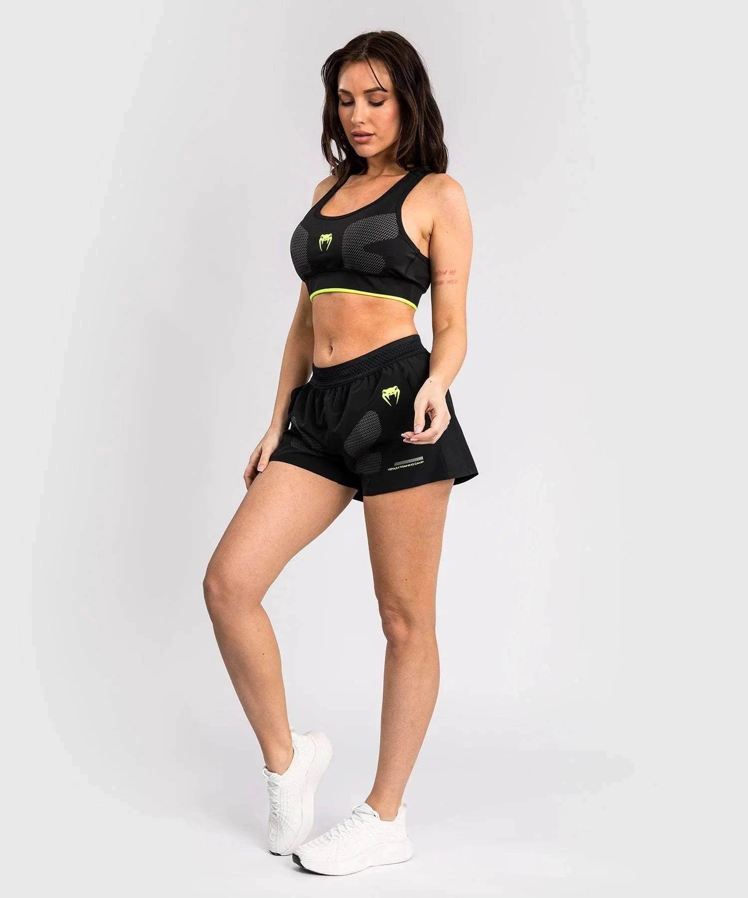 Short de Combat Femme Venum Training Camp 4.0 - Noir/Vert Fluo