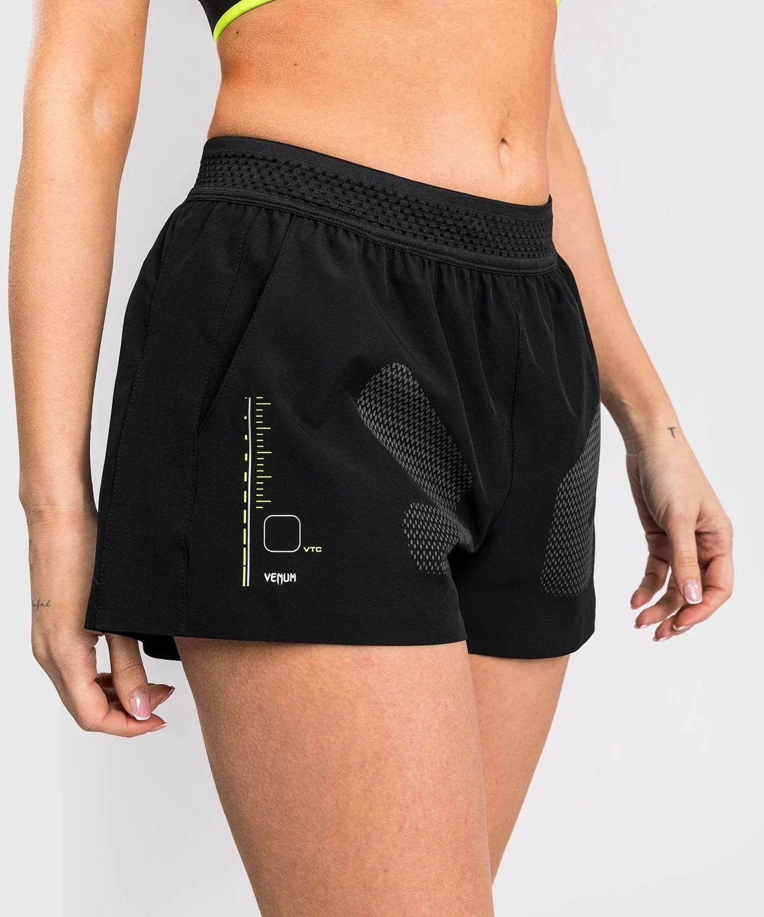 Short de Combat Femme Venum Training Camp 4.0 - Noir/Vert Fluo