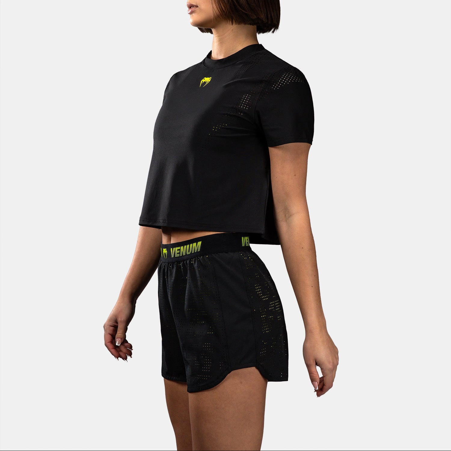 Short d’entraînement femme Venum Lazer - Noir/Jaune