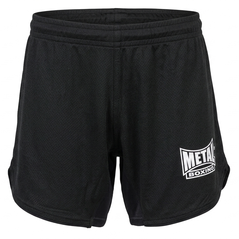 Short de combat enfant Metal Boxe Fight Short noir pour le MMA