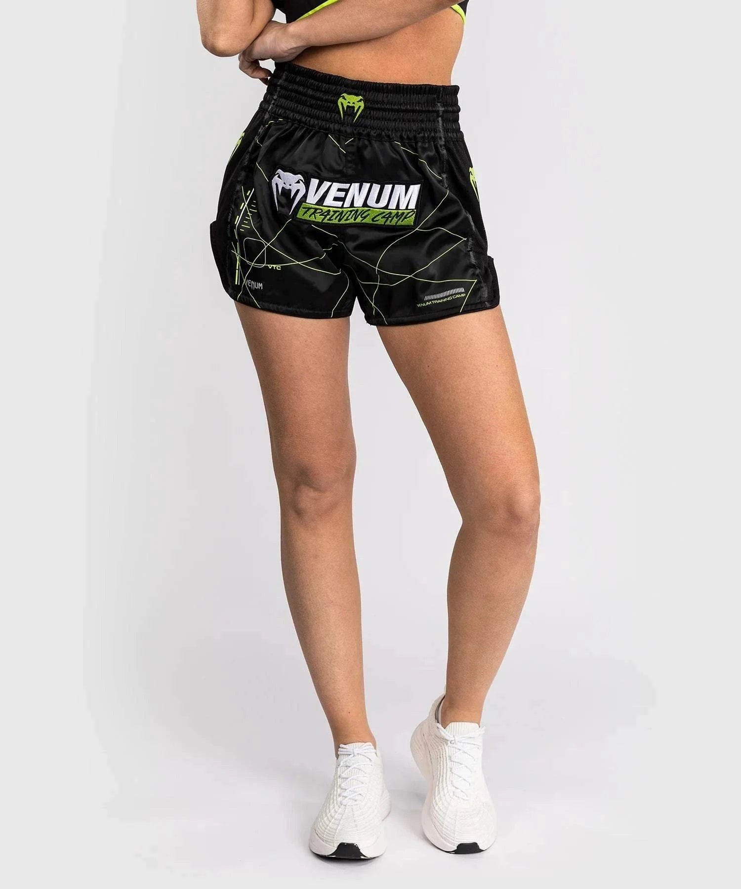 Short de Muay Thaï Femme Venum Training Camp 4.0 - Noir/Vert Fluo