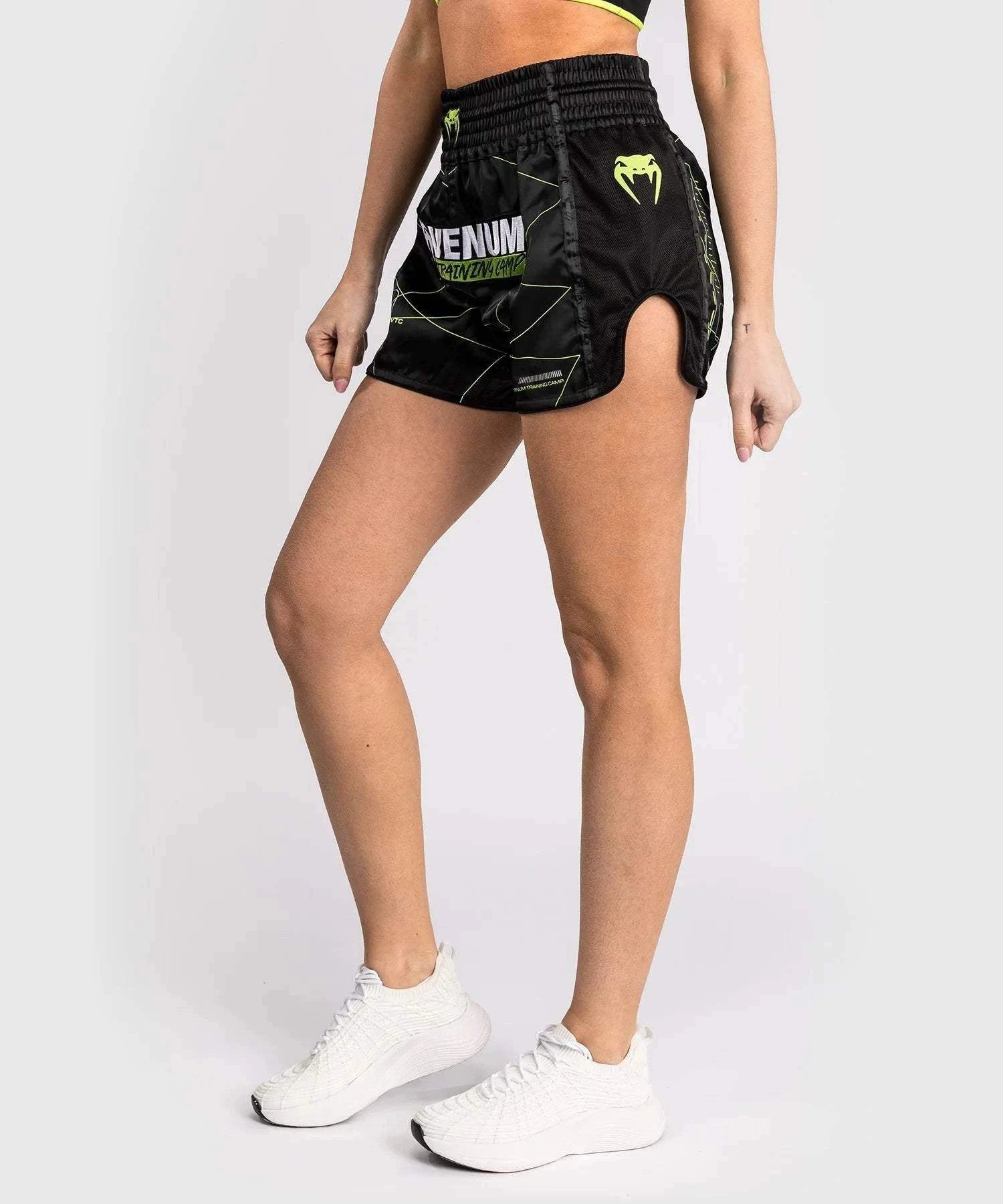 Short de Muay Thaï Femme Venum Training Camp 4.0 - Noir/Vert Fluo