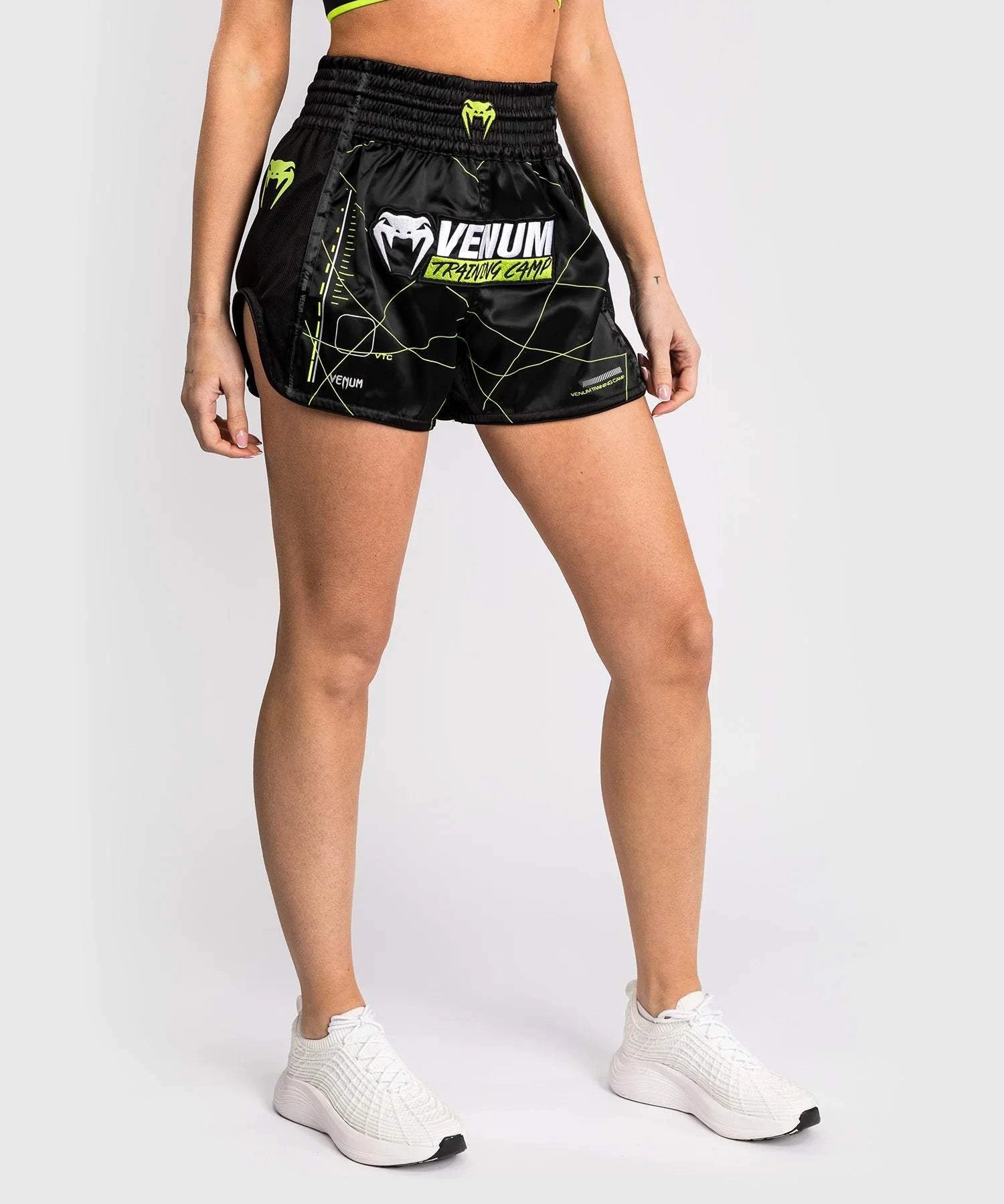 Short de Muay Thaï Femme Venum Training Camp 4.0 - Noir/Vert Fluo