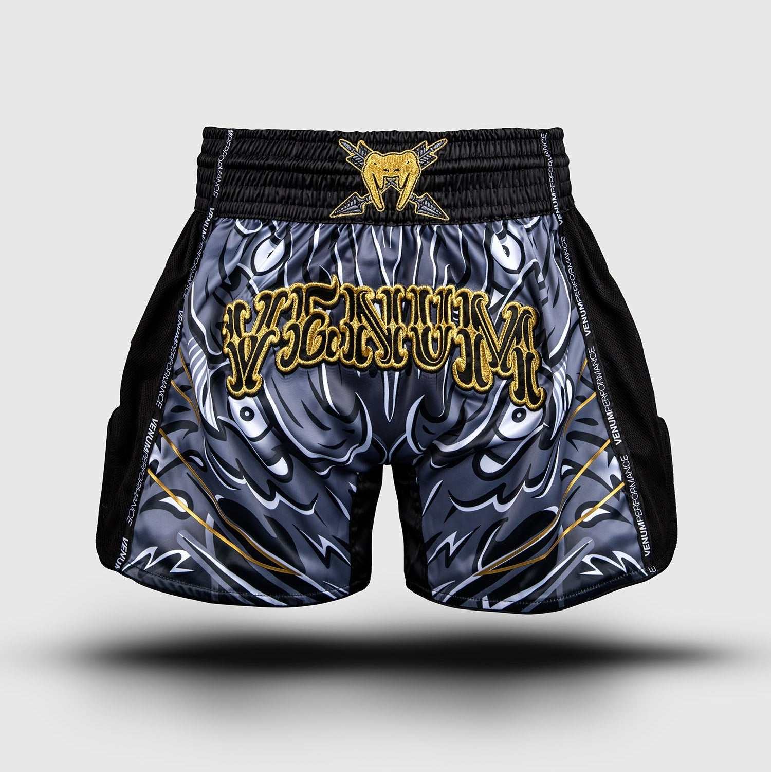 Short de Muay Thaï Venum Wolf Atak noir et gris léger avec ceinture traditionnelle