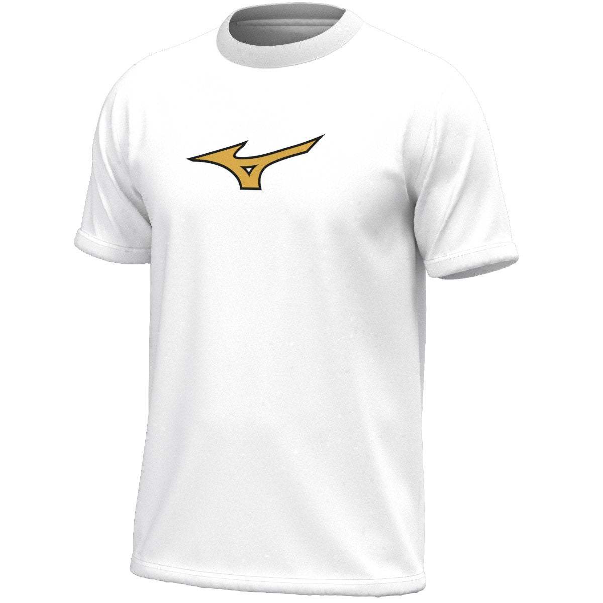 T-shirt Mizuno Uchimata blanc avec impression technique de judo pour enfants et adultes, en coton et polyester recyclé.