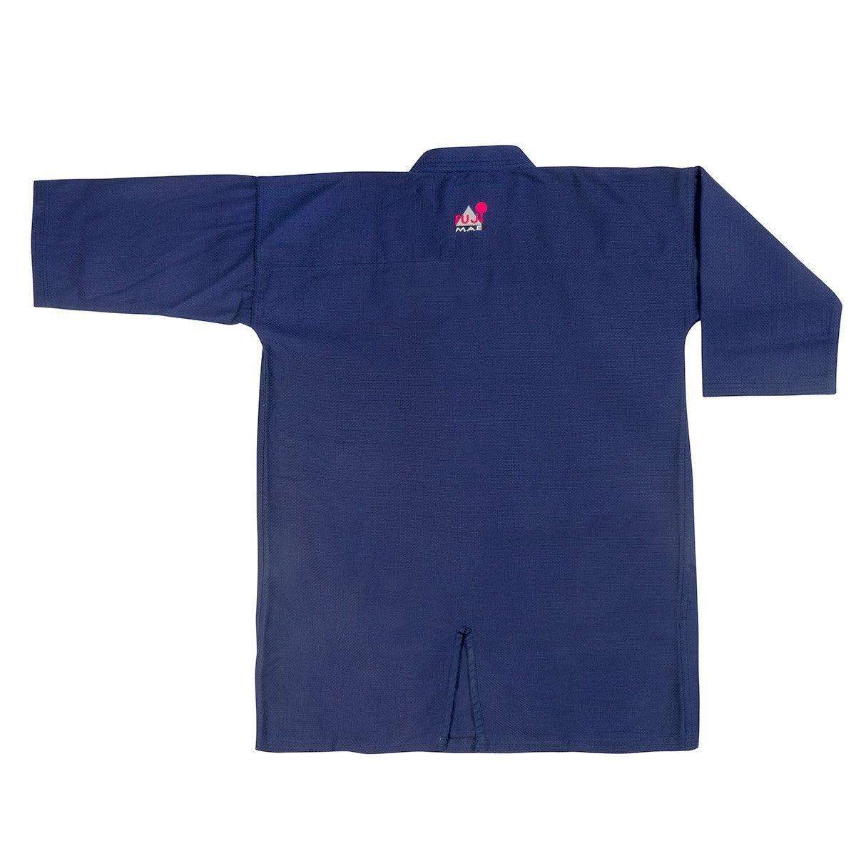 Blue FUJIMAE Veste de Kendo training jacket with reinforced fabric and rice grain texture