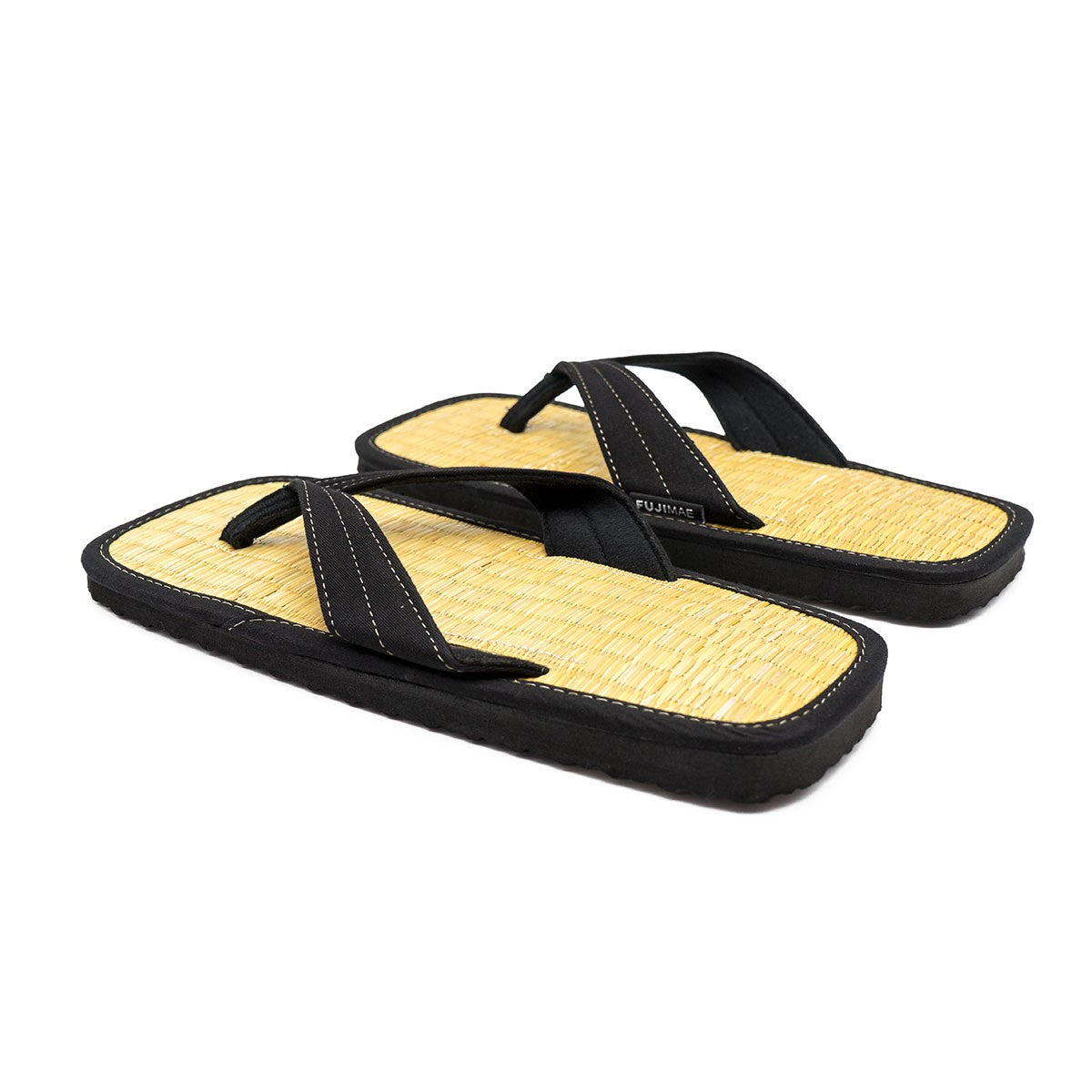 Zoori FUJIMAE traditional martial arts sandals with natural rice straw sole and black Y-shaped straps