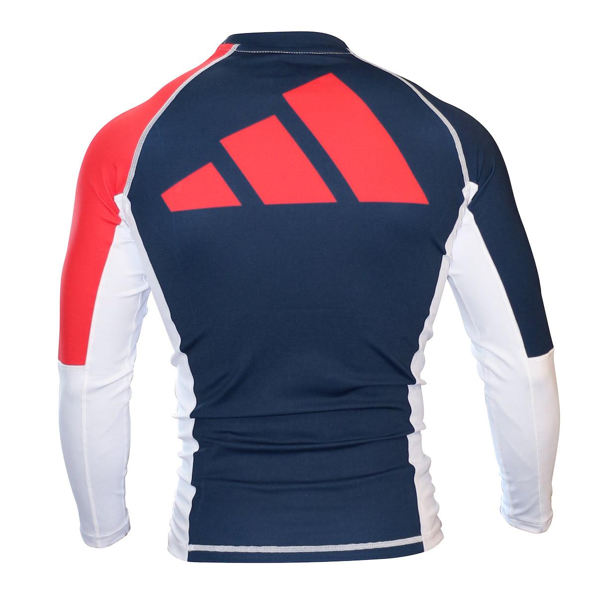 Rashguard Manches Longues Adidas - Bleu/Blanc/Rouge ADICSR02 - Boutique des Arts Martiaux et Sports de Combat