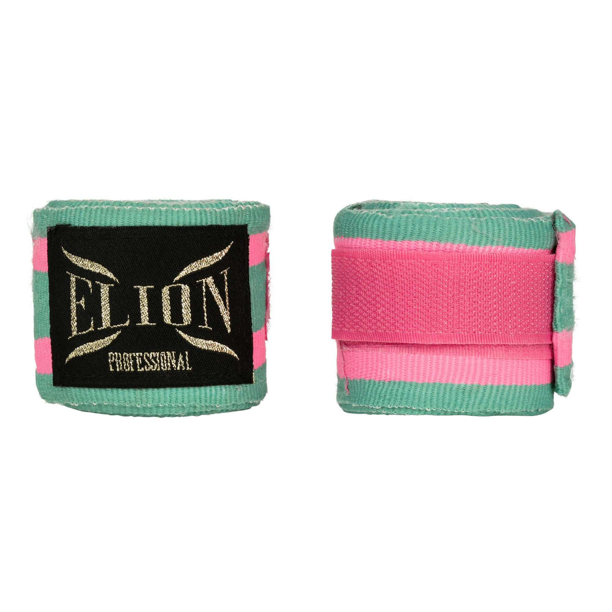 Bandes de boxe ELION 4,5 m turquoise et rose, coton et lycra, attache pouce et velcro