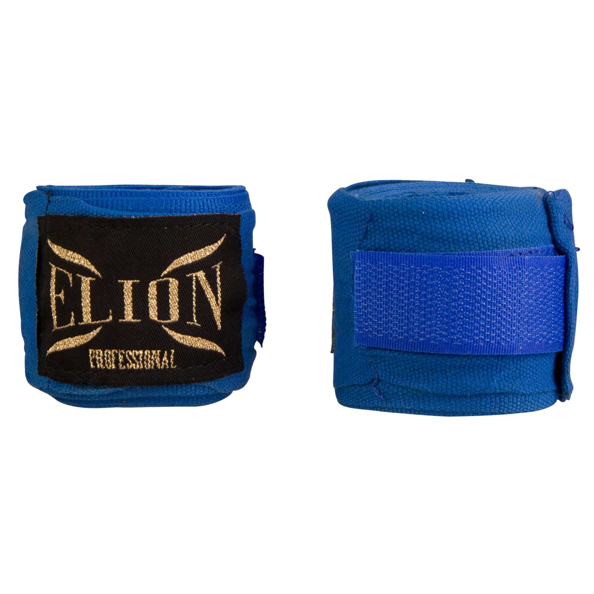 Bandes de boxe ELION bleu 4,5 m en coton et lycra avec attache pouce et fermeture velcro, protection poignet et métacarpes, paire pour boxe MMA muay thaï kick-boxing