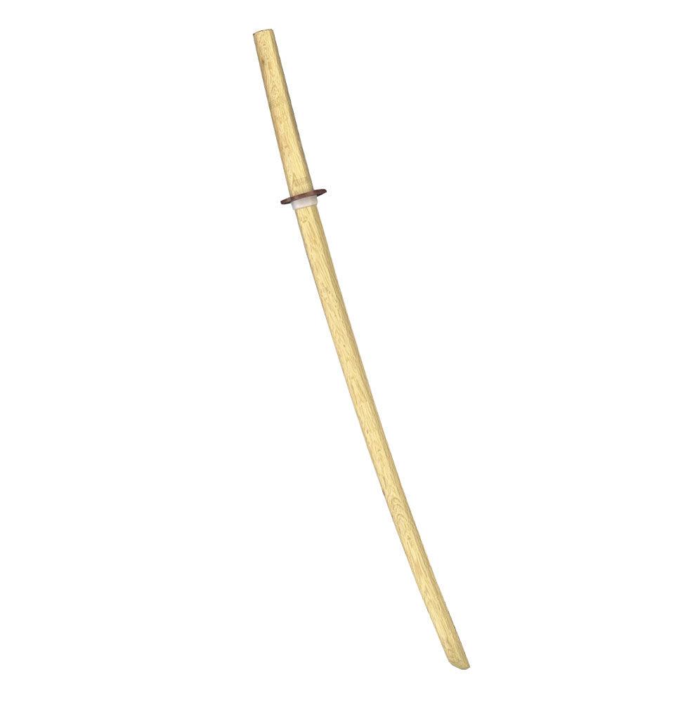 Bokken enfant en hêtre blanc léger et résistant avec tsuba pour entraînement arts martiaux japonais.