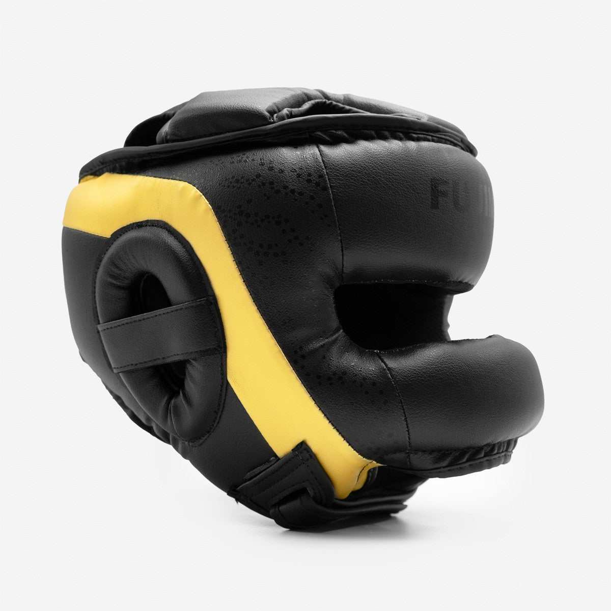 Casque de sparring à barre FUJIMAE noir et or avec protection complète du visage et mousse EVA dense