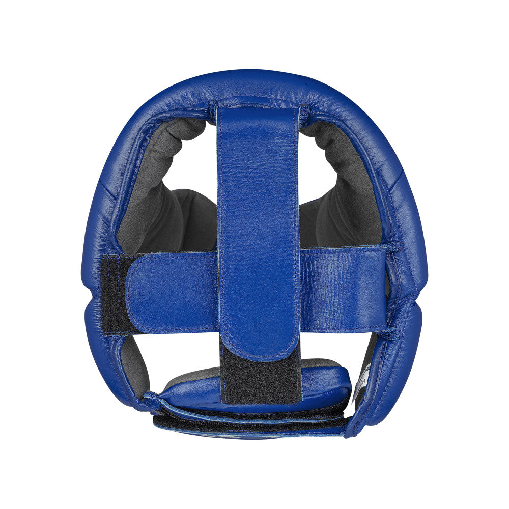 Cuir et logo trois bandes du casque de boxe adidas World Boxing bleu