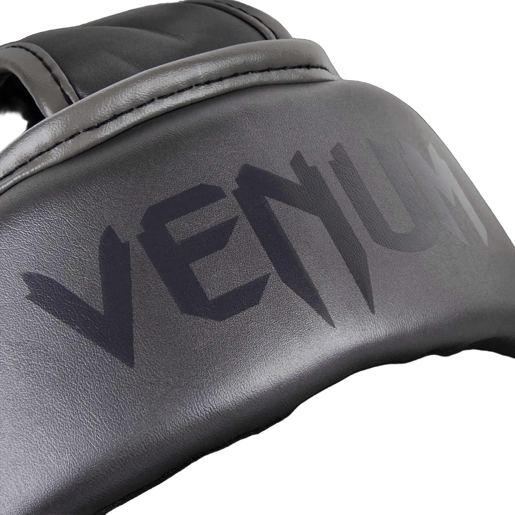 Casque de boxe Venum Elite gris en cuir Skintex premium avec mousse triple densité pour protection et confort optimal