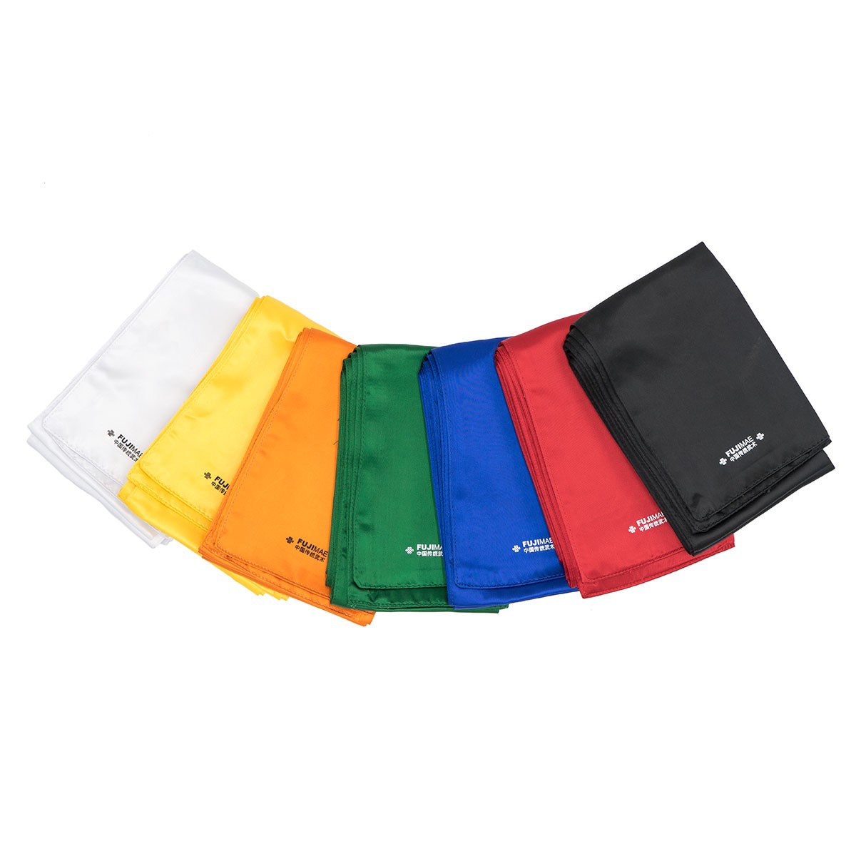 Set of colorful FUJIMAE satin martial arts belts for Kung Fu and Viet Vo Dao practice