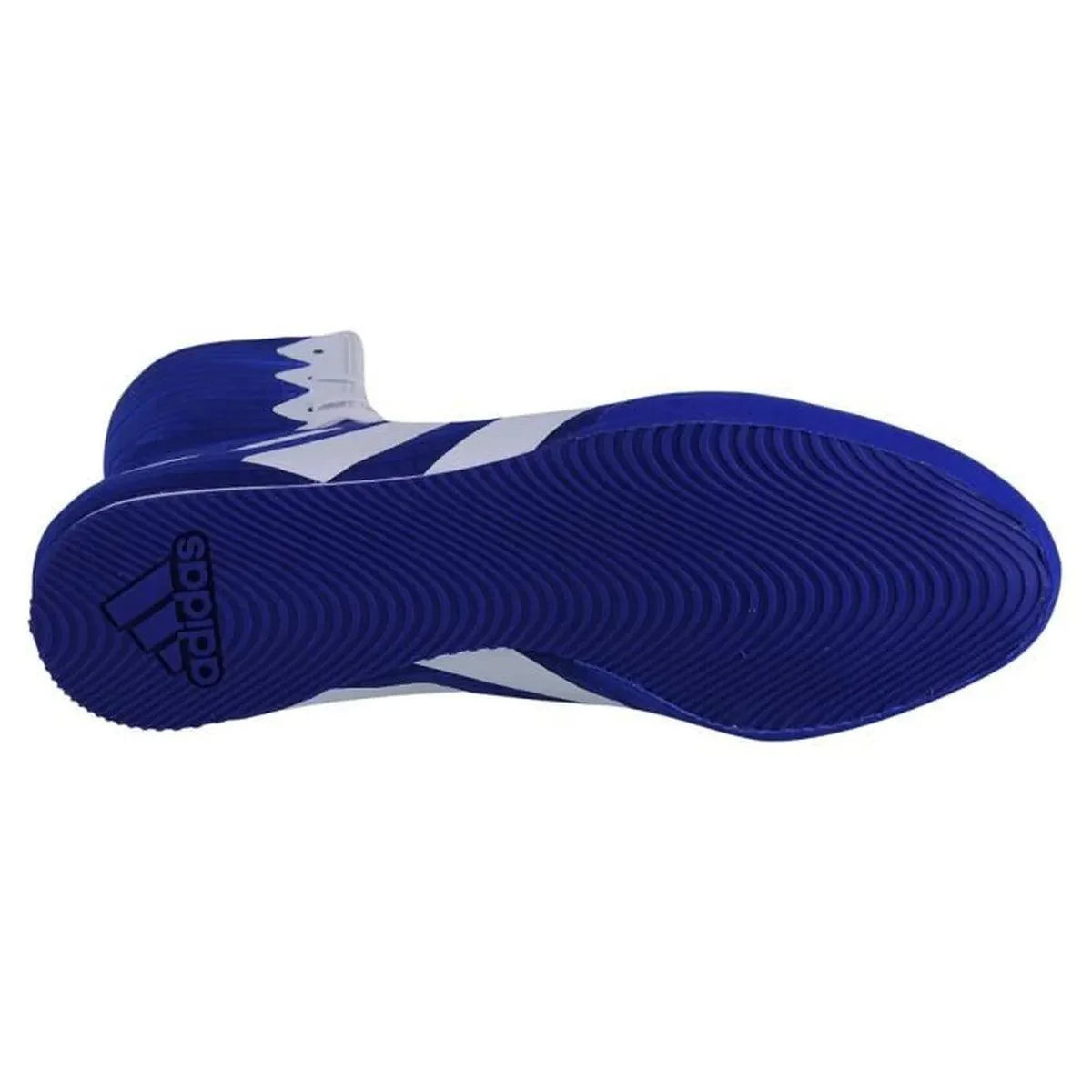 Blue Adidas Box Hog IV boxing shoe sole with grip pattern for English boxing performance