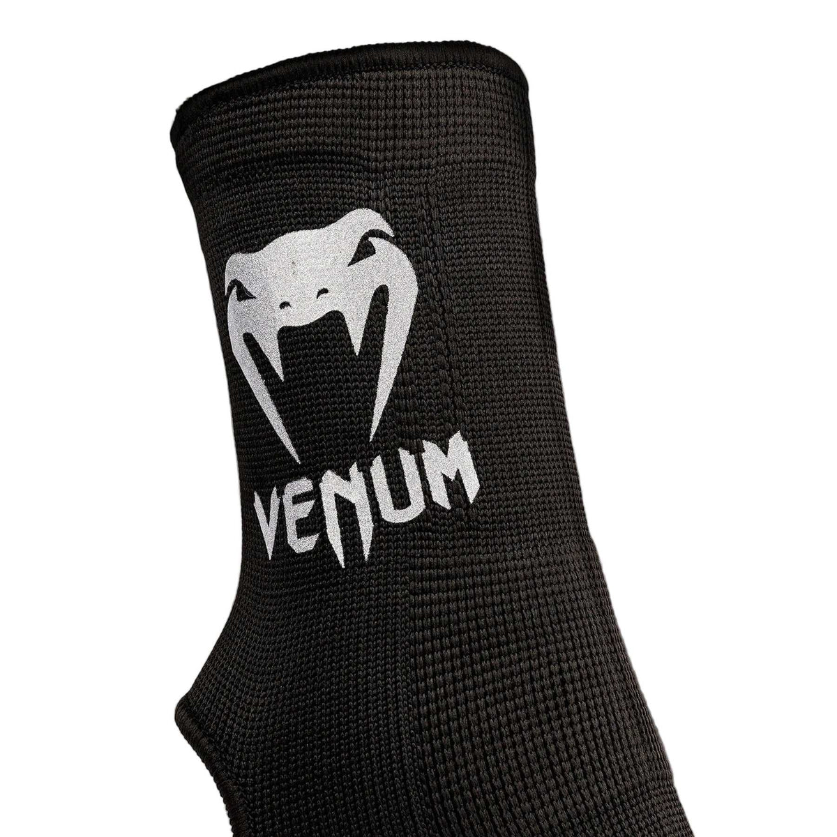 Chevillères Venum Kontact noires en coton élastique, avec logo Venum blanc et maintien compressif.