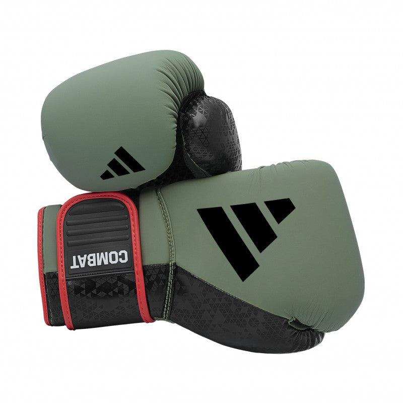 Gants de Boxe Combat 50 adidas kaki et noir en PU respirant avec velcro pour débutants et entraînement