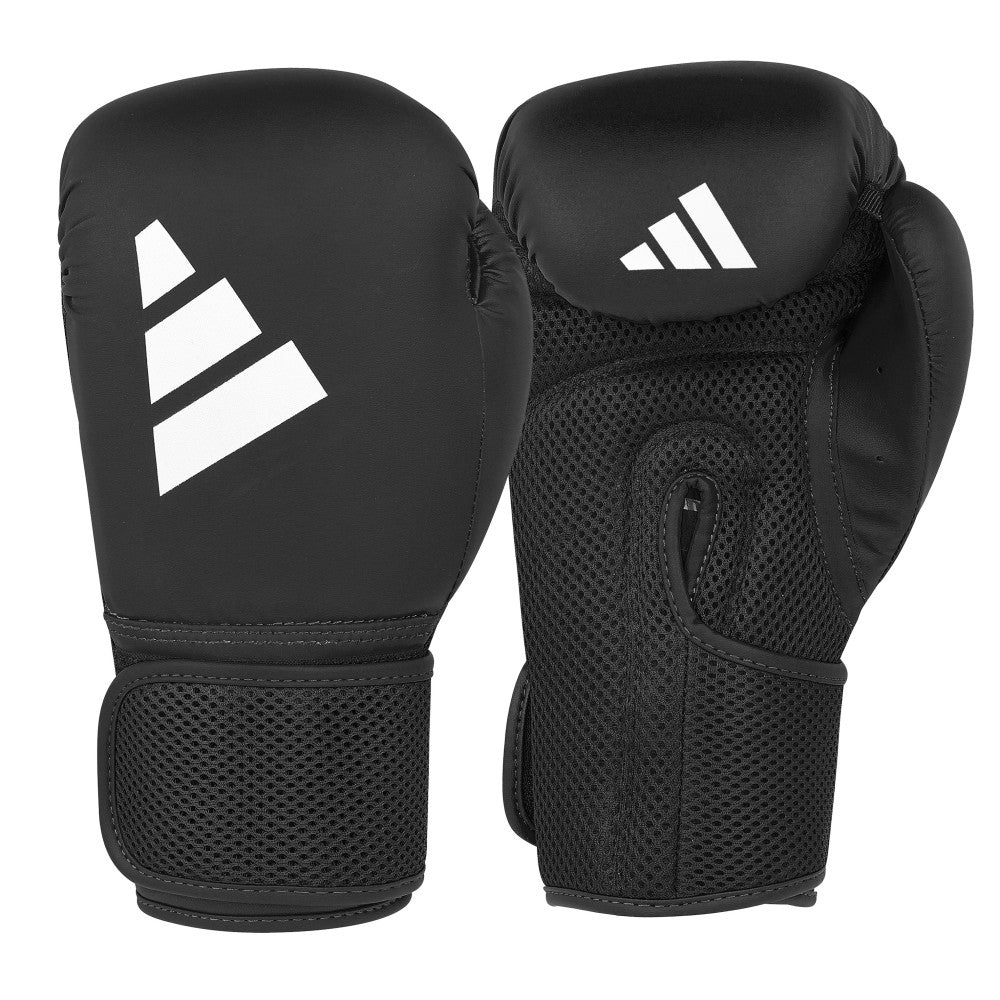 Gants de boxe adidas Power 25 noir et blanc avec mousse moulée et technologie Aeroready pour entraînement et initiation