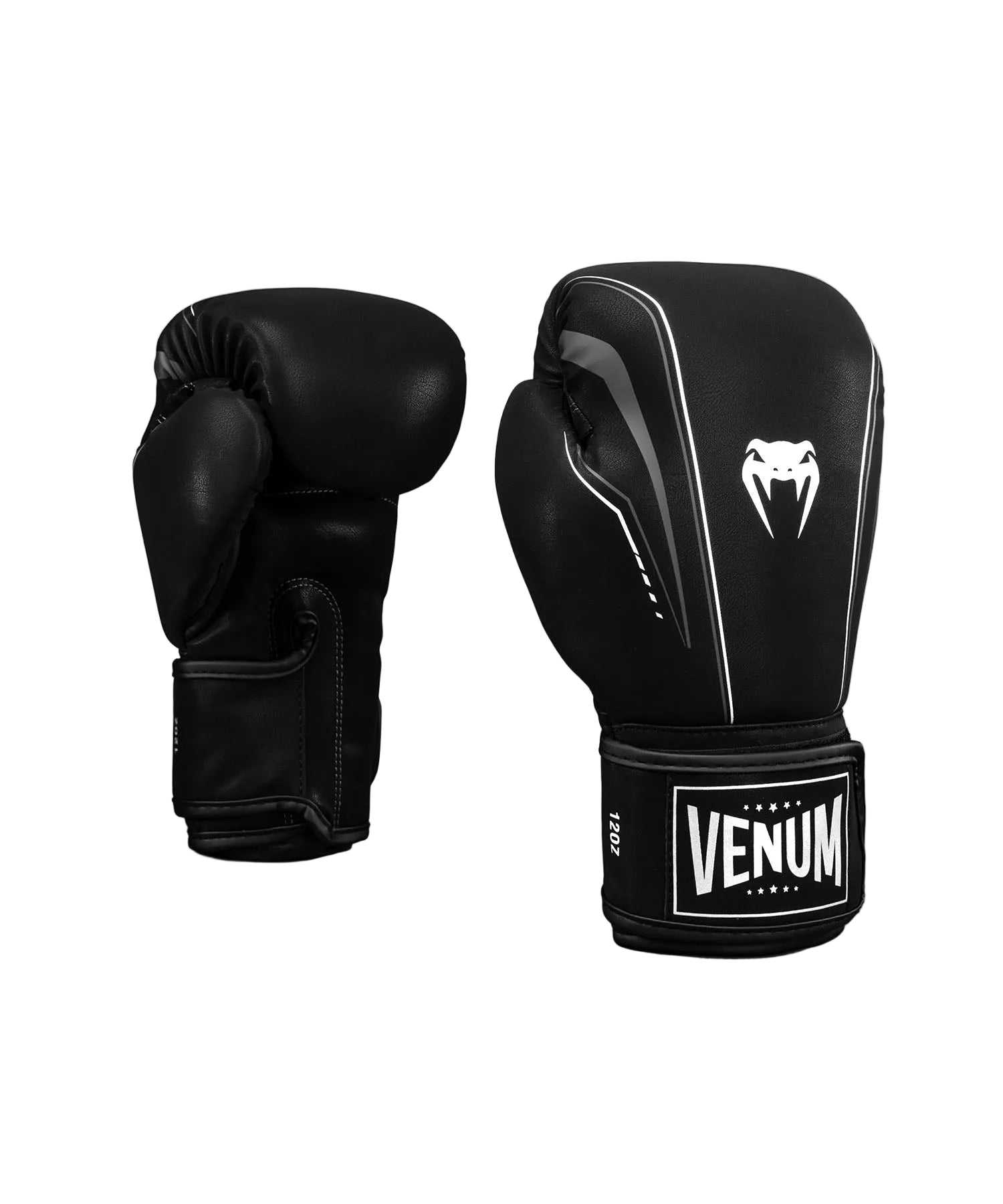 Gants de boxe Venum Streamline noirs et blancs en cuir synthétique avec mousse triple densité et ventilation micro-perforée