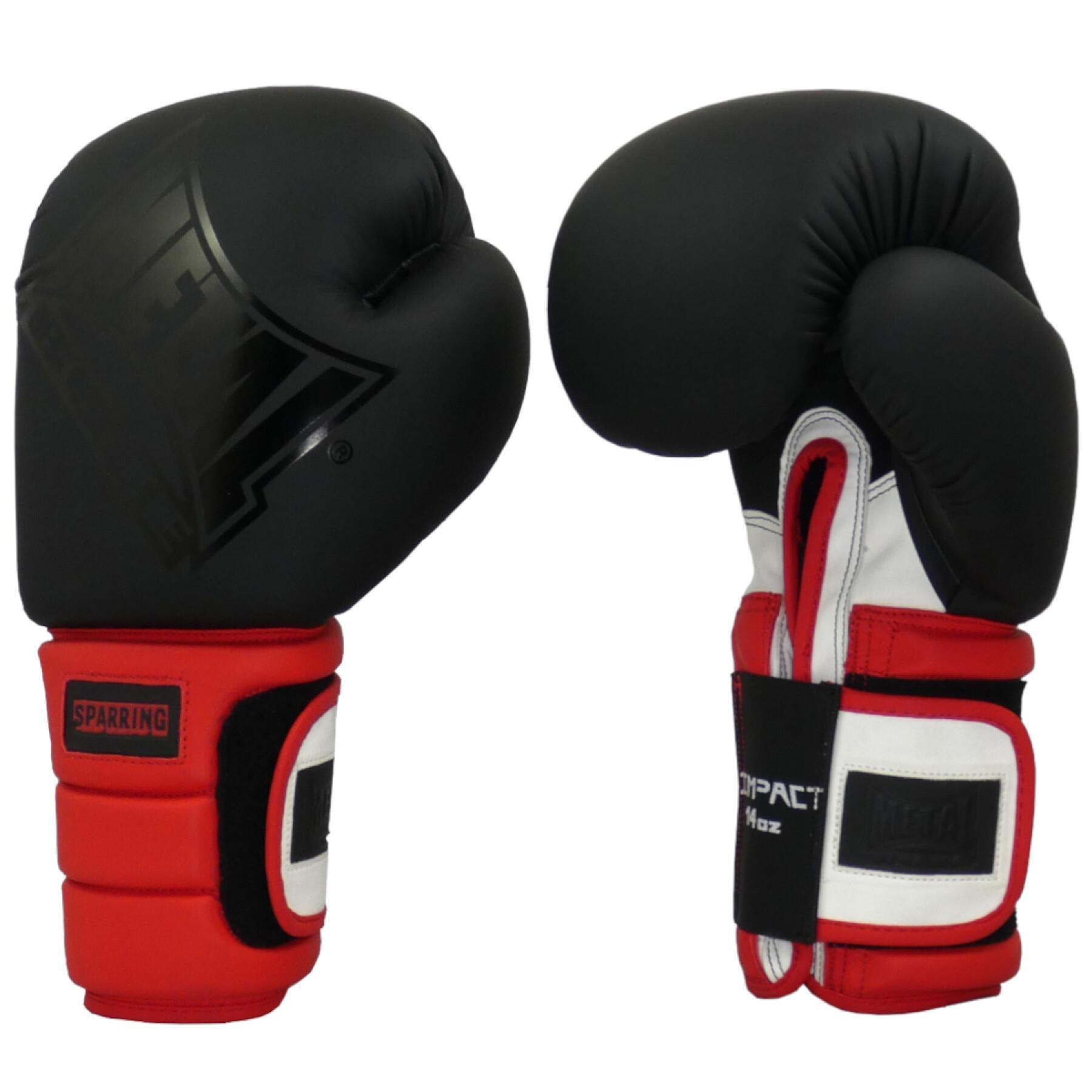 Gants de Sparring Metal Boxe (MBGAN010N) - Noir/Rouge/Blanc - Boutique des Arts Martiaux