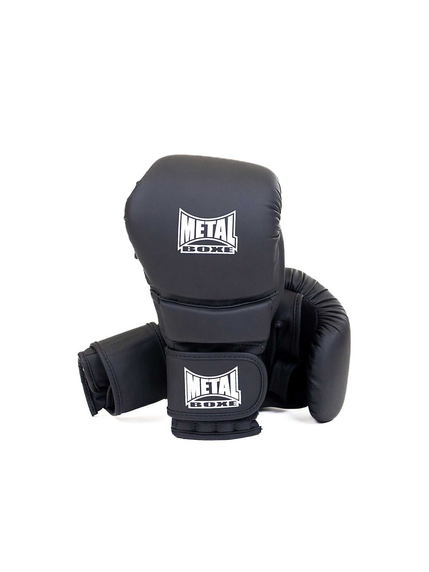 Gants de boxe cuir noir Genesis Metal Boxe avec velcro de maintien et absorption des chocs