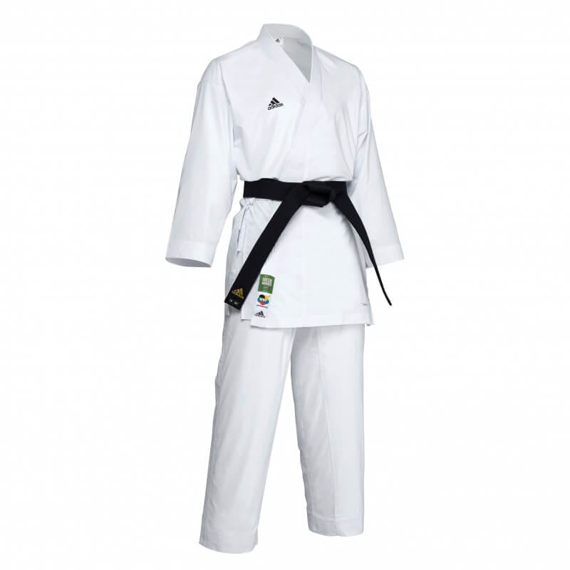 Kimono de karaté adidas Adilight Primegreen blanc, homologué WKF