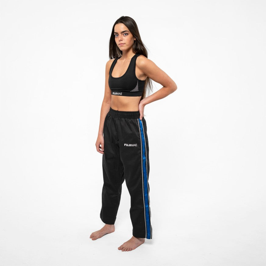 Pantalon Arts Martiaux Training FUJIMAE noir et bleu, vue arrière