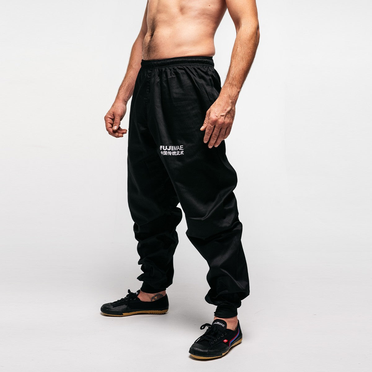 Pantalon de Kung Fu FUJIMAE Training noir, coupe ample traditionnelle